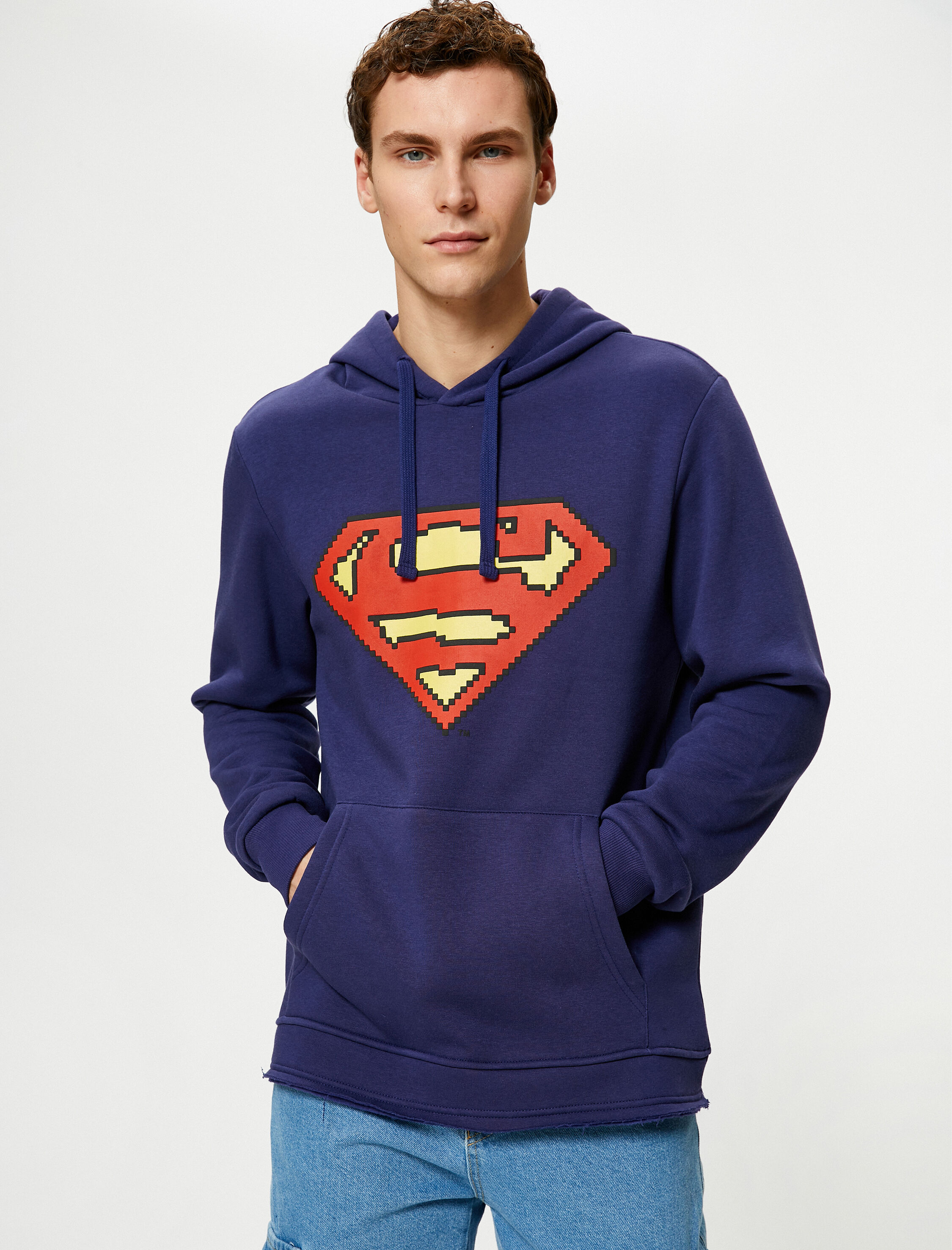   Superman Hoodie Kanguru Cepli Lisanslı Baskılı Şardonlu