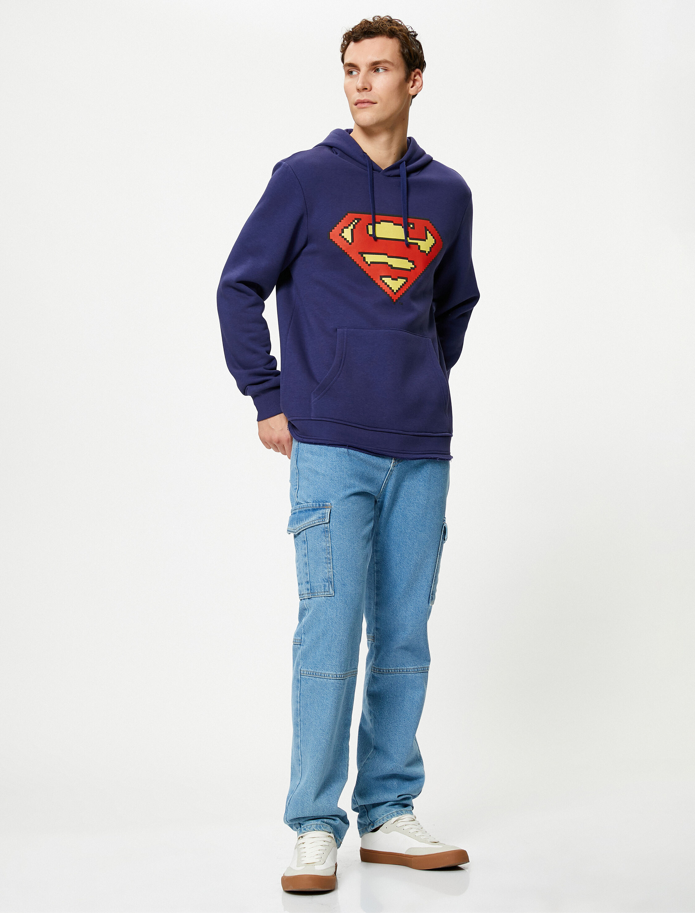   Superman Hoodie Kanguru Cepli Lisanslı Baskılı Şardonlu