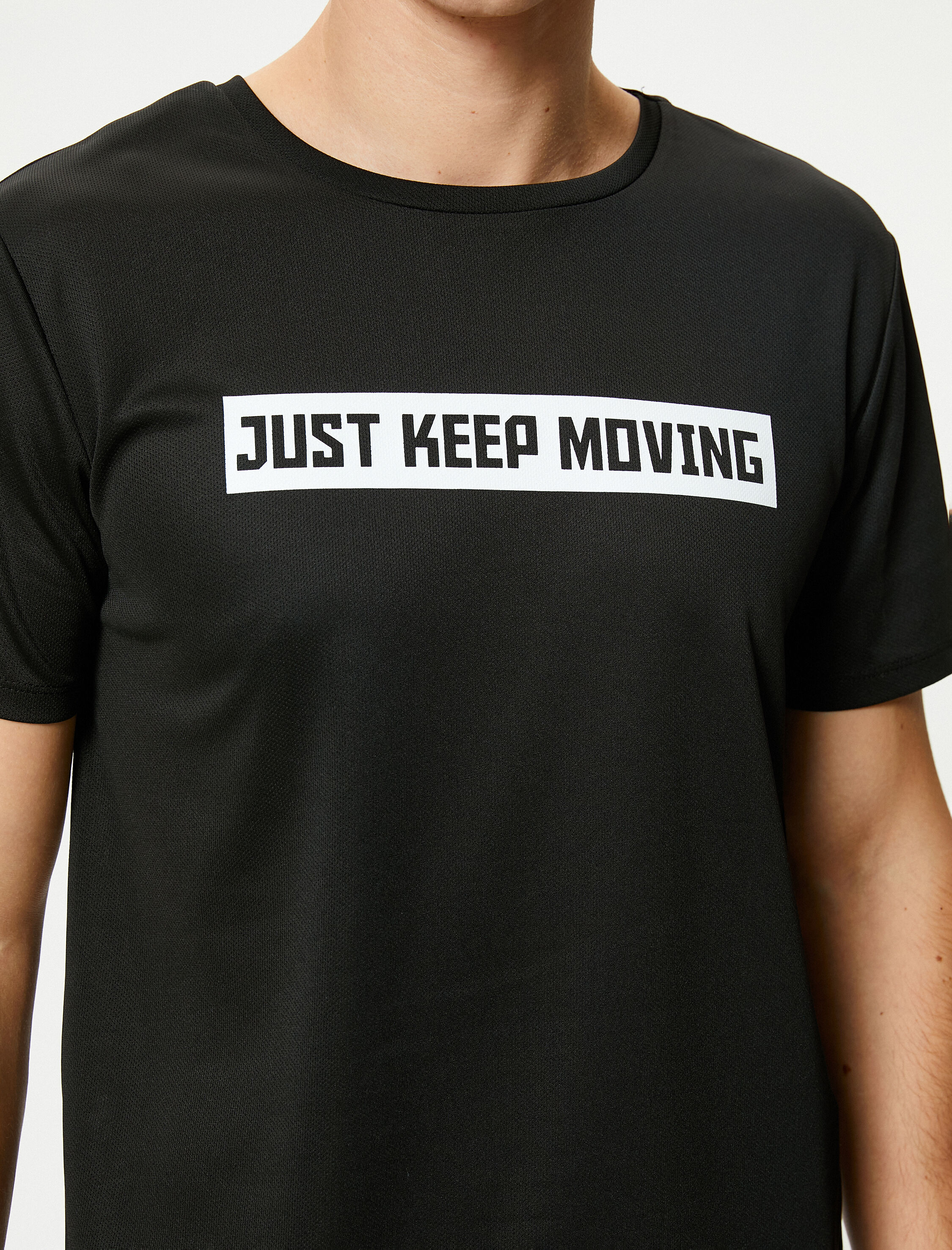   Spor Tişört Slogan Baskılı Bisiklet Yaka Kısa Kollu