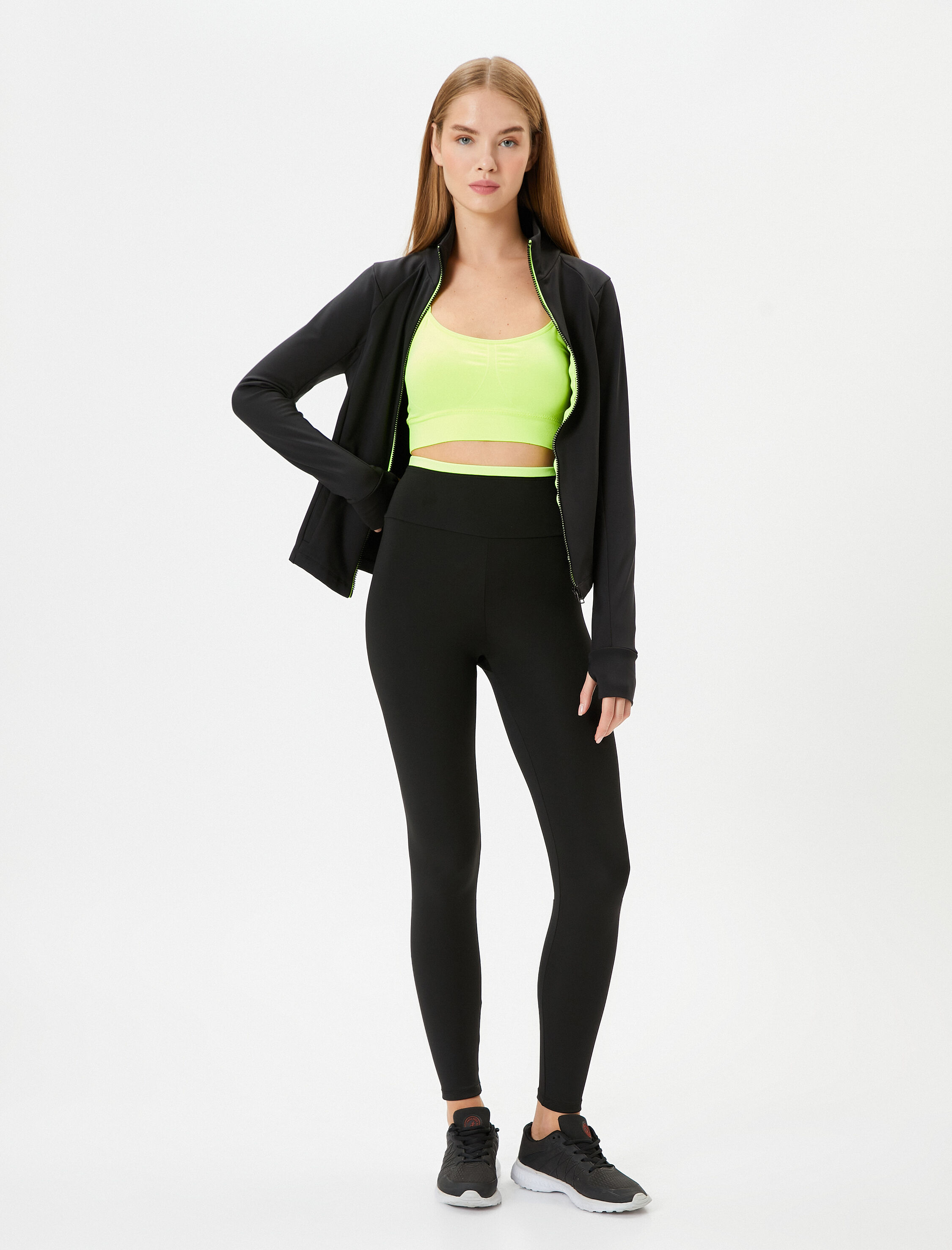   Spor Tayt Yüksek Bel Renk Kontrast Detaylı Skinny