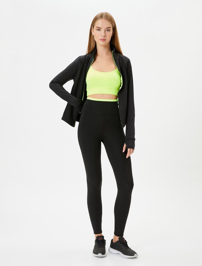  Spor Tayt Yüksek Bel Renk Kontrast Detaylı Skinny