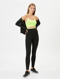 Spor Tayt Yüksek Bel Renk Kontrast Detaylı Skinny