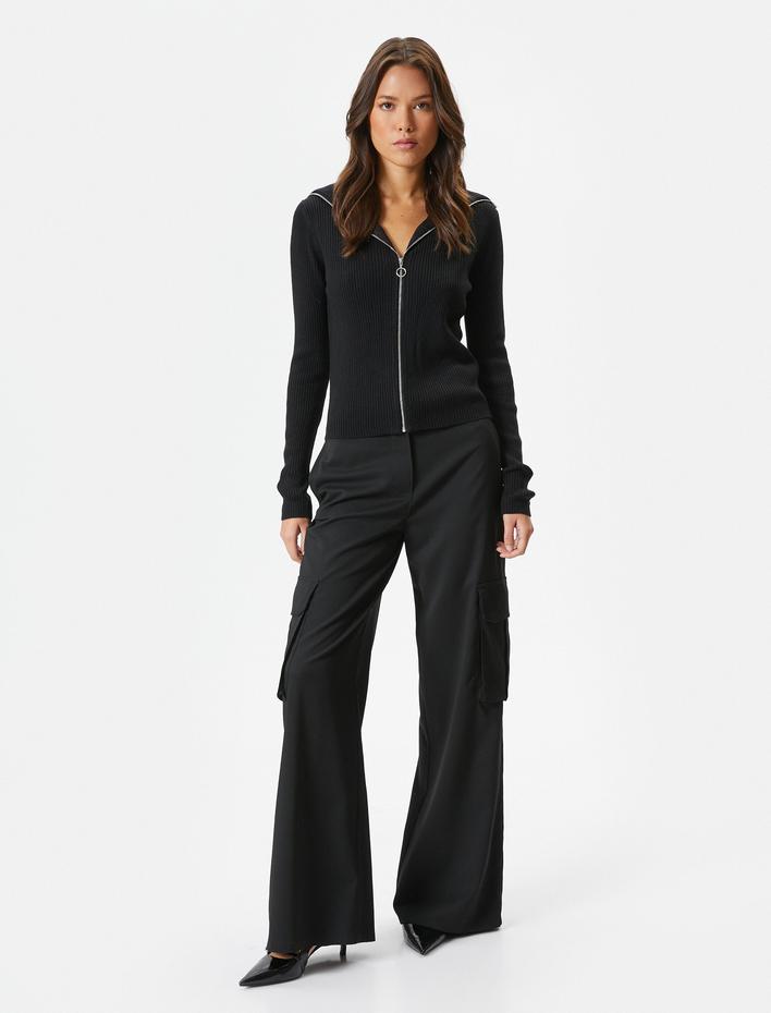  Triko Hırka Dik Yaka Fermuarlı Kaşkorse Slim Fit