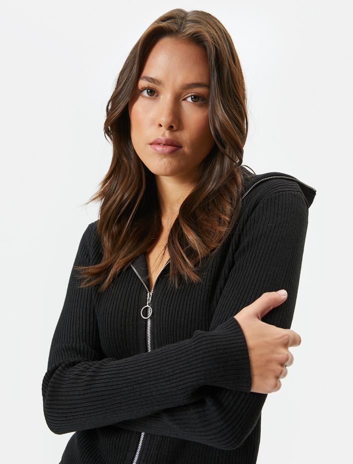  Triko Hırka Dik Yaka Fermuarlı Kaşkorse Slim Fit