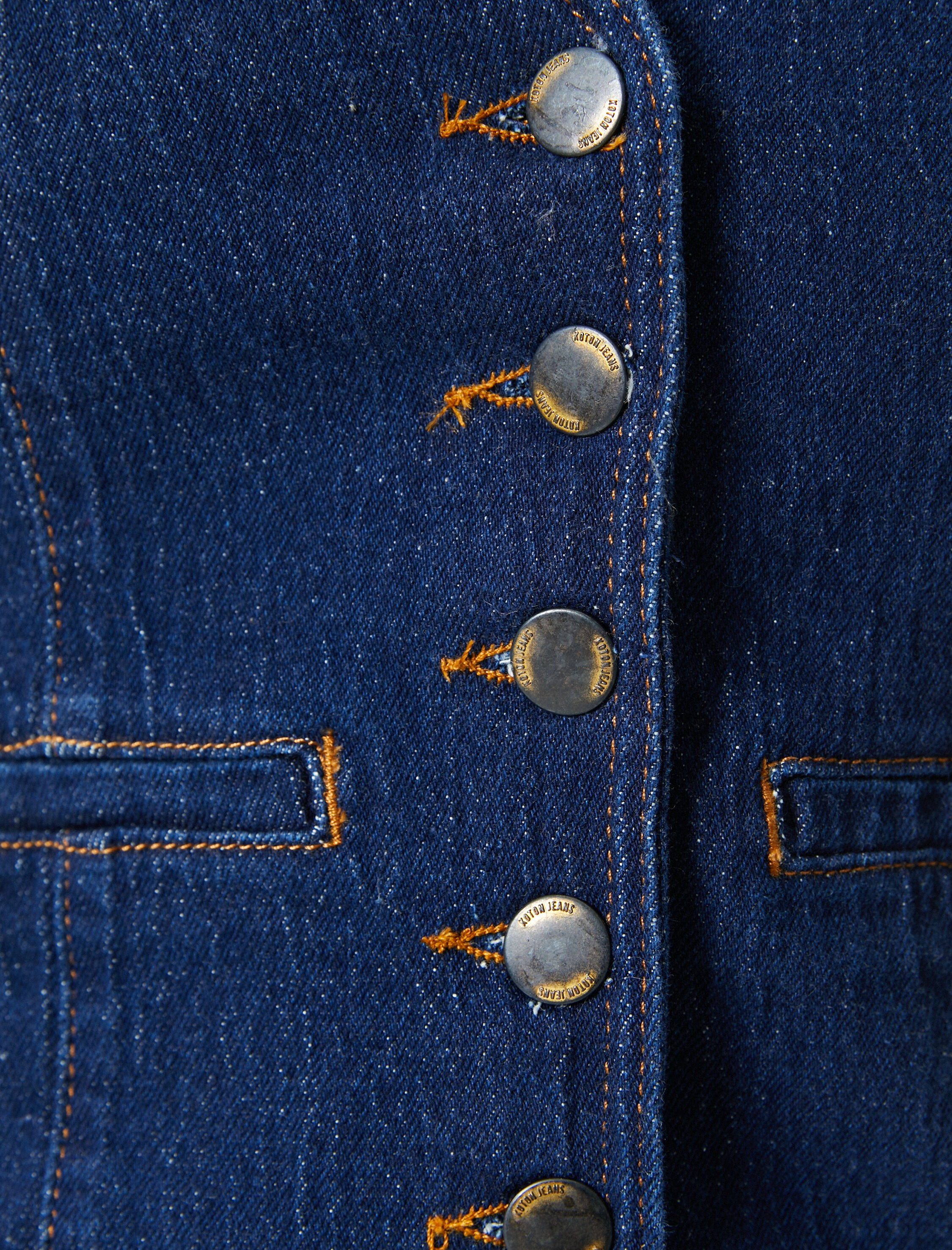   Crop Kot Yelek Düğmeli Cep Detaylı V Yaka Pamuklu