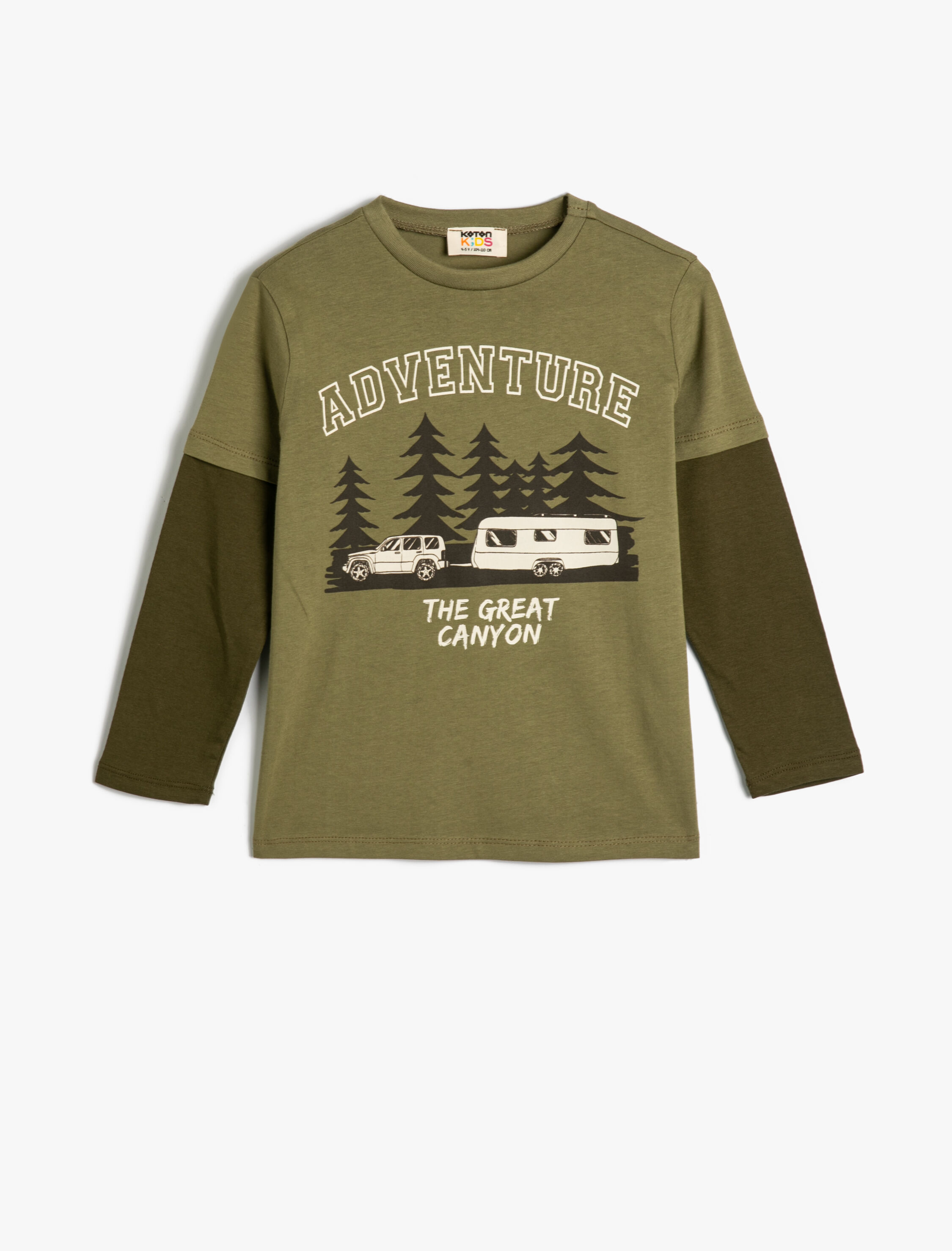  Erkek Çocuk Tişört Uzun Çıkma Kollu Kamp Temalı Bisiklet Yaka Pamuklu