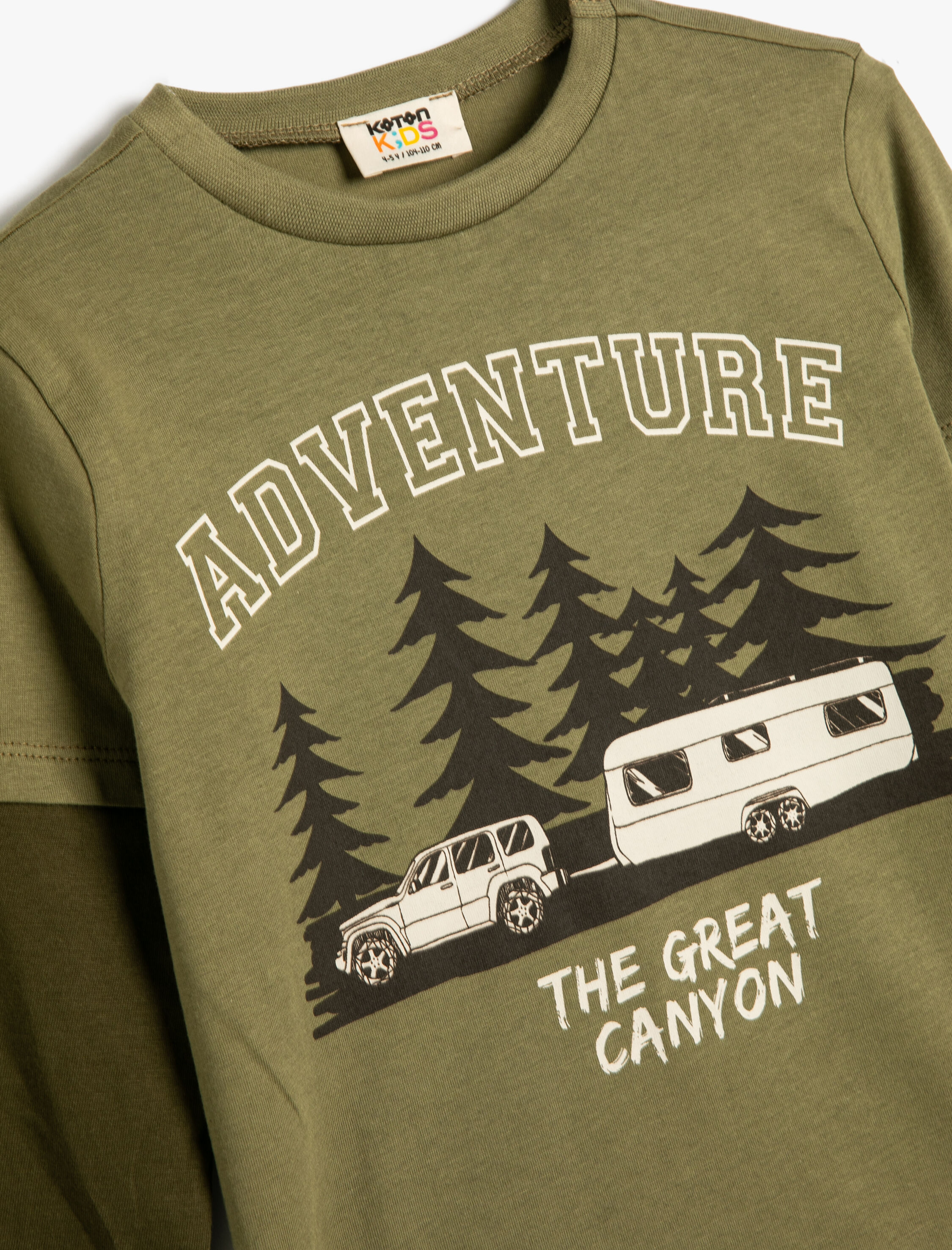  Erkek Çocuk Tişört Uzun Çıkma Kollu Kamp Temalı Bisiklet Yaka Pamuklu