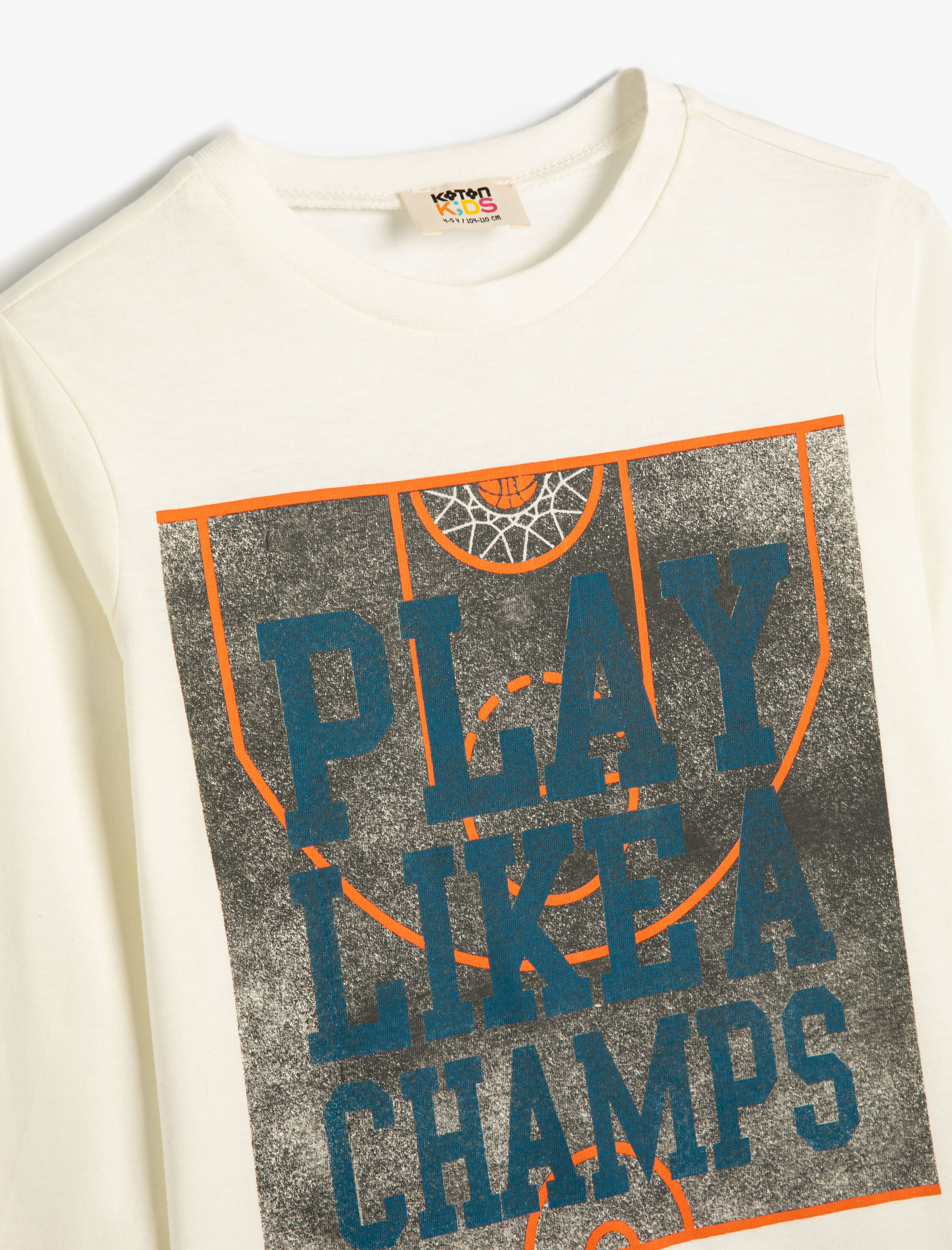  Erkek Çocuk Tişört Uzun Kollu Bisiklet Yaka Basketbol Temalı Pamuklu