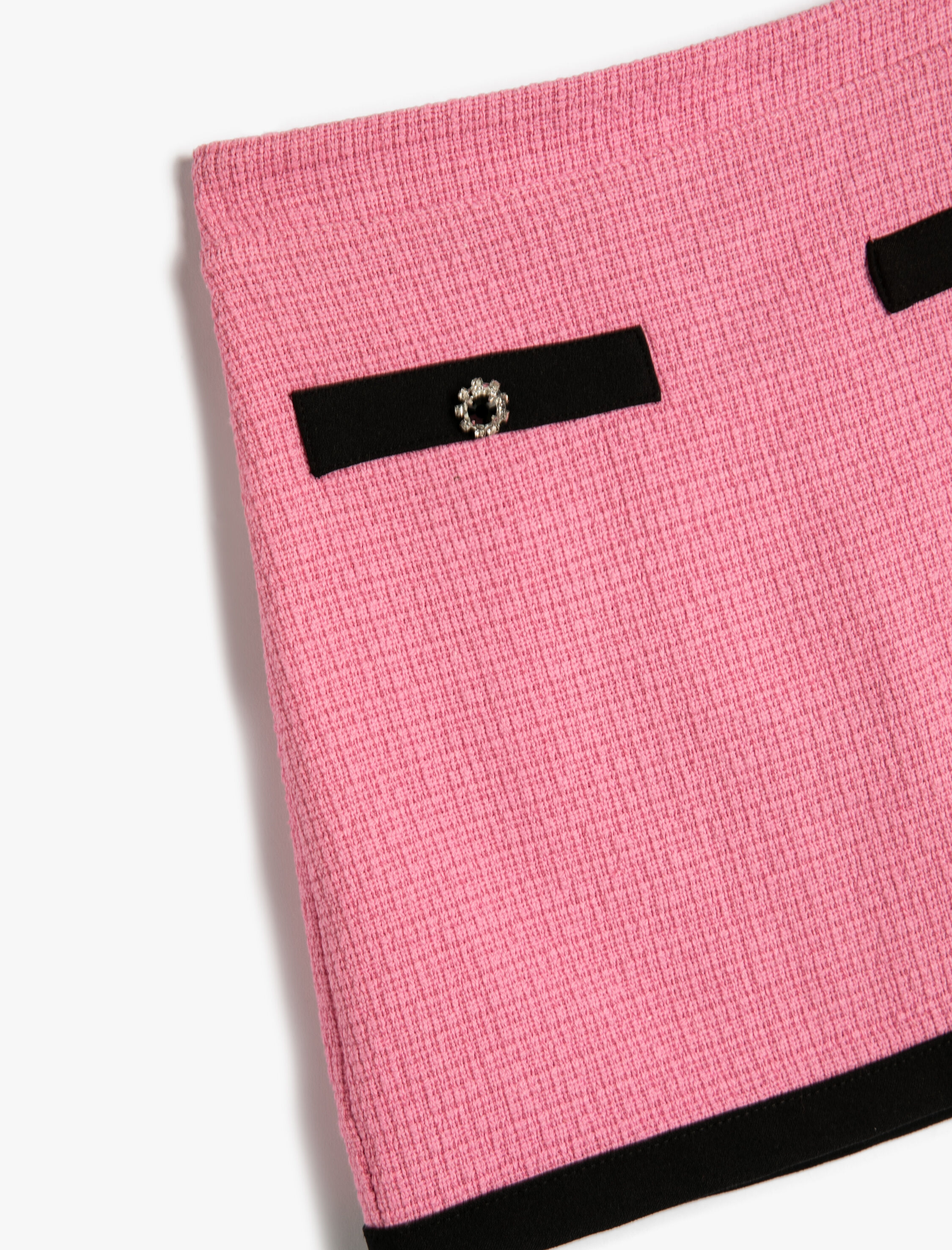  Kız Çocuk Tüvit Etek Cep Aplikeli Renk Kontrastlı Pamuklu