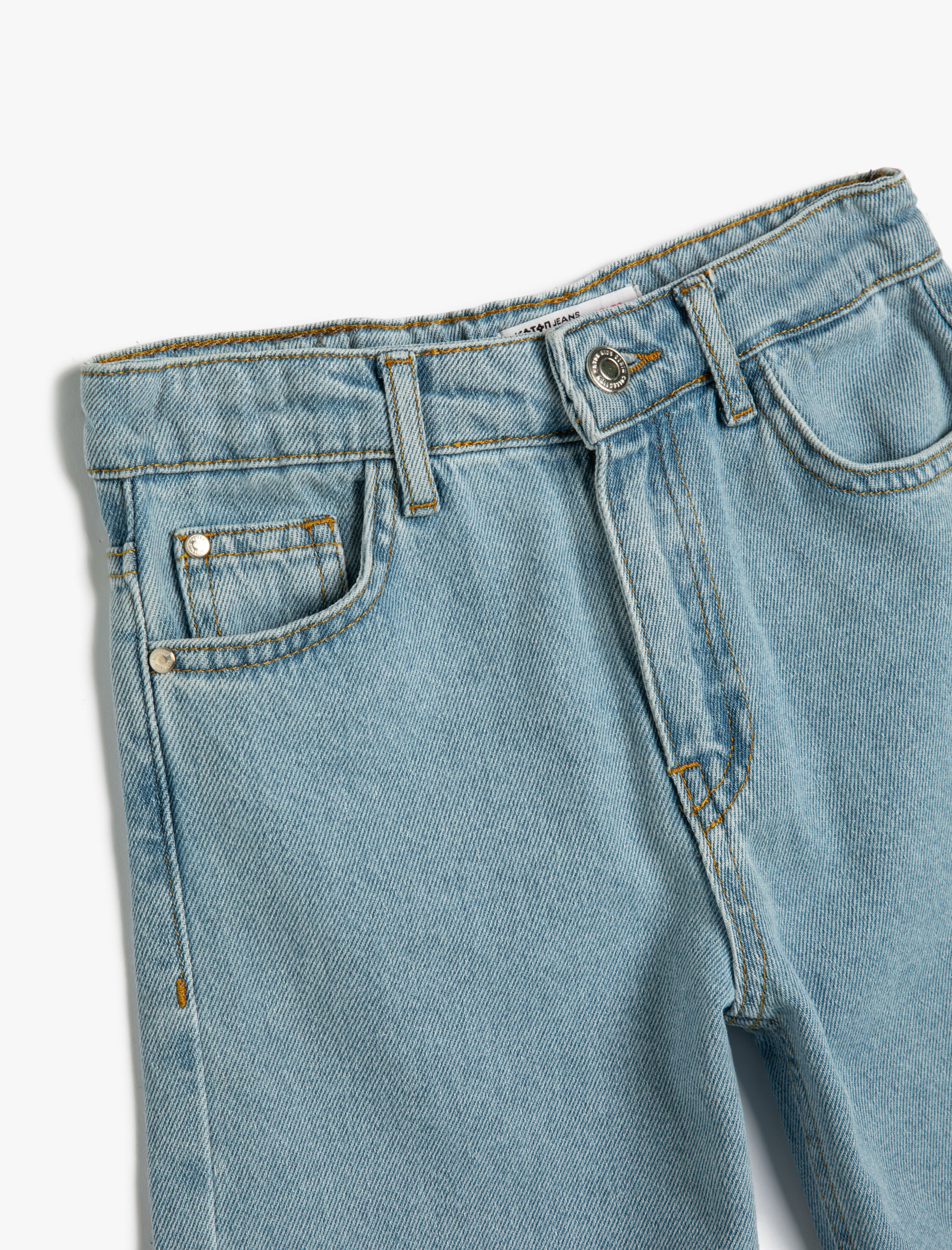 Kız Çocuk Kot Pantolon Düz Paça Cepli Pamuklu - Boyfriend Jean