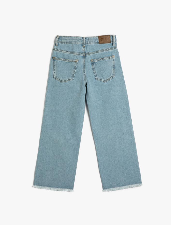 Kız Çocuk Kot Pantolon Düz Paça Cepli Pamuklu - Boyfriend Jean