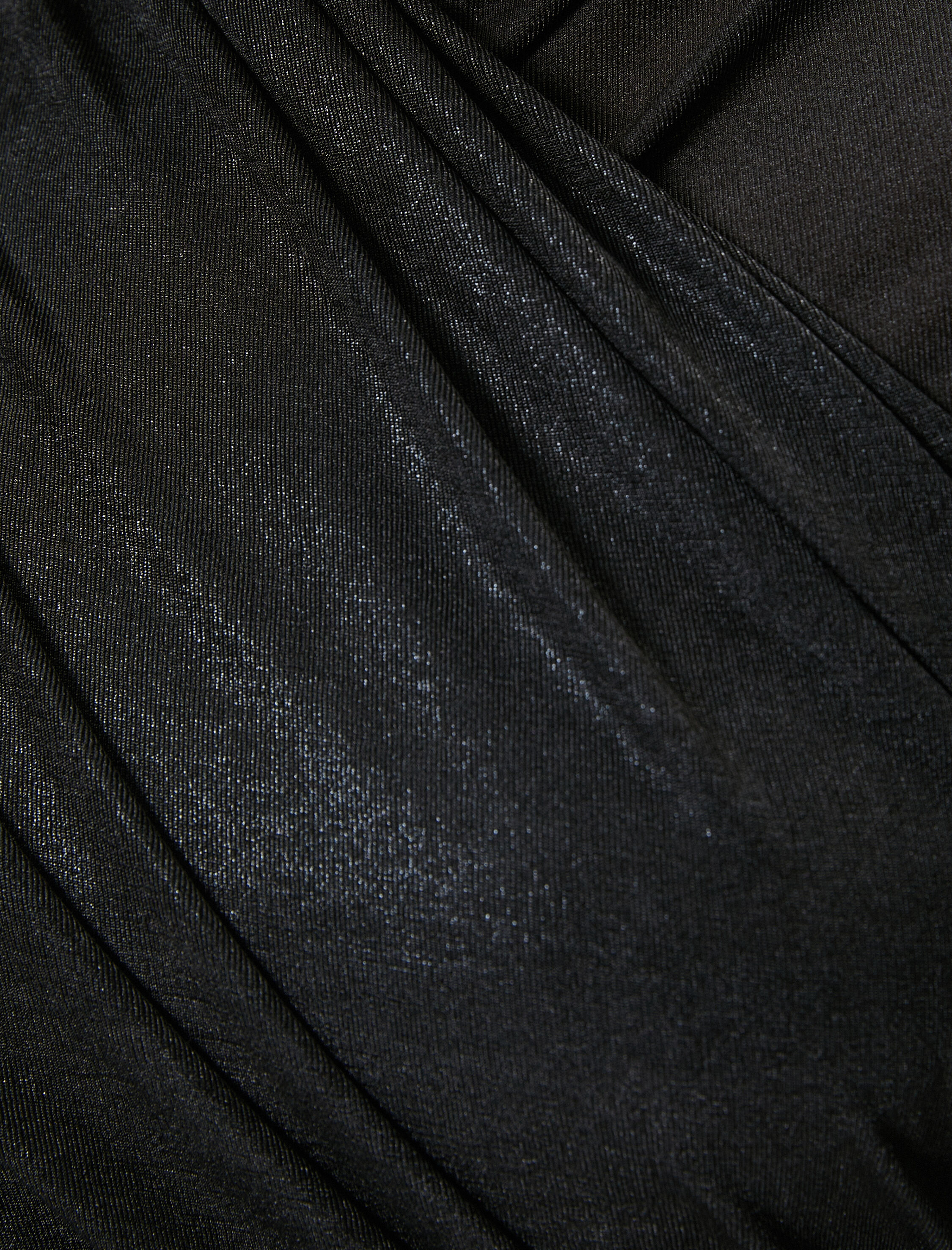   Parlak Kruvaze Tişört Dik Yaka Uzun Kollu