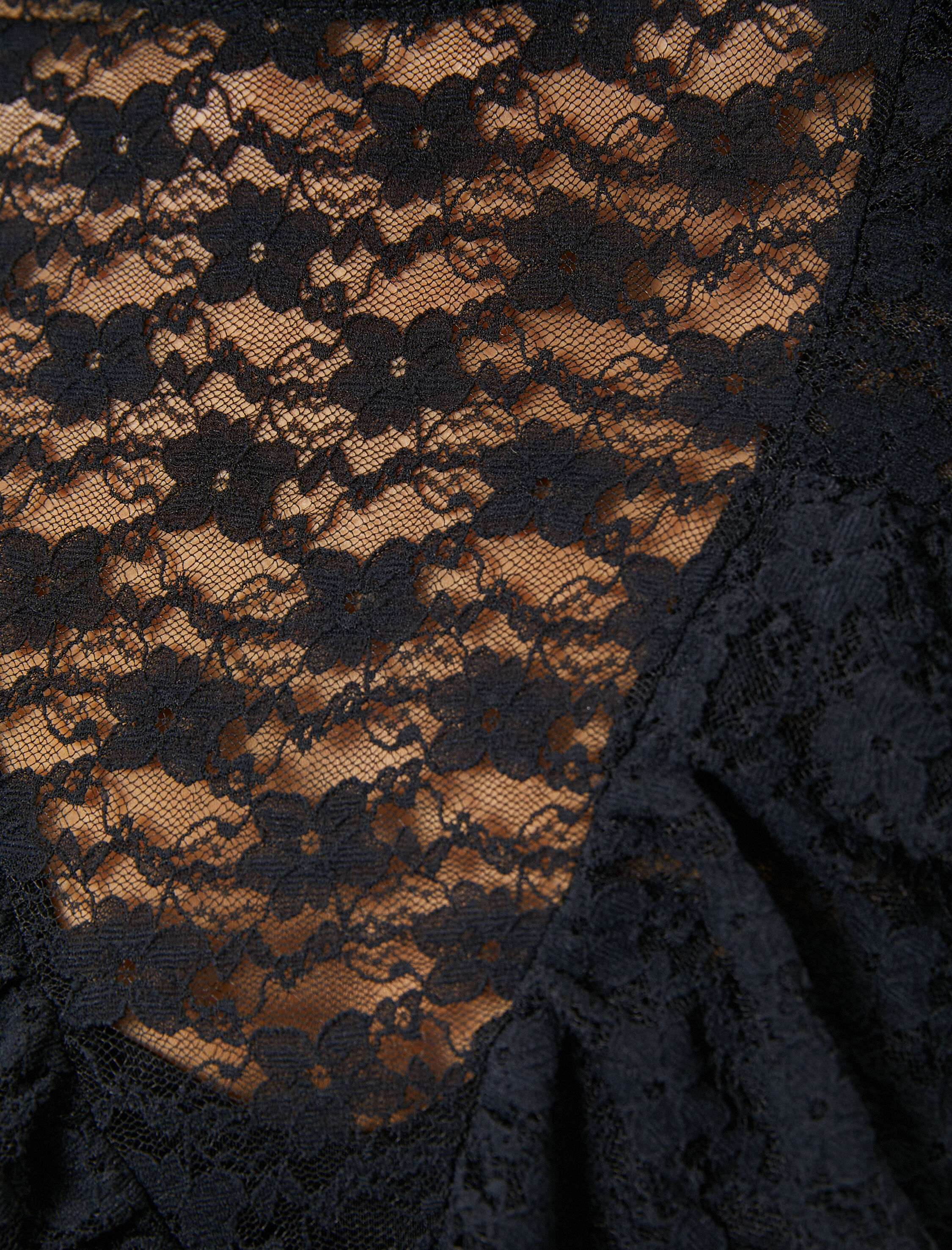   Dantel Bluz Fırfır Detaylı Uzun Kollu