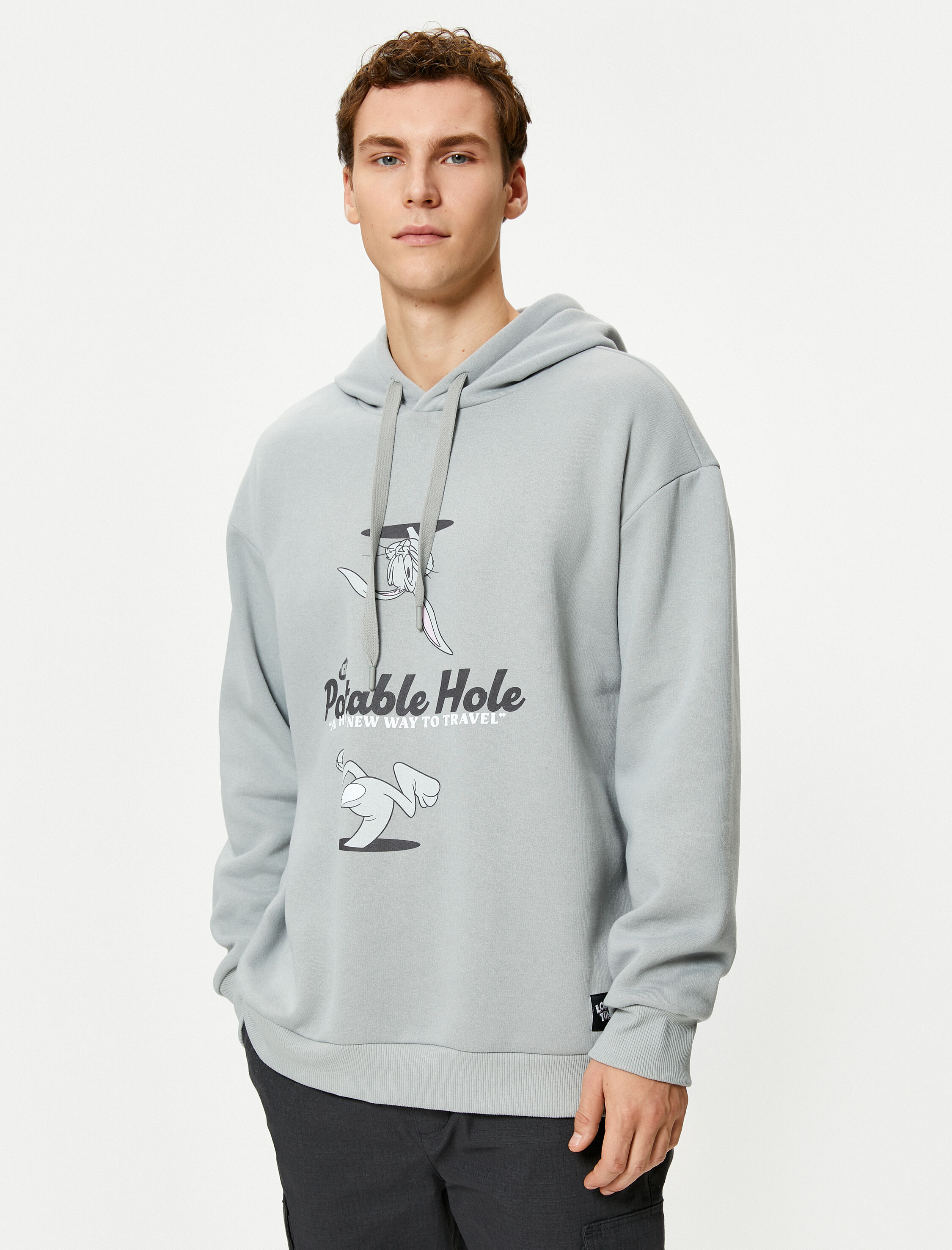   Bugs Bunny Rahat Kesim Hoodie Lisanslı Baskılı Şardonlu