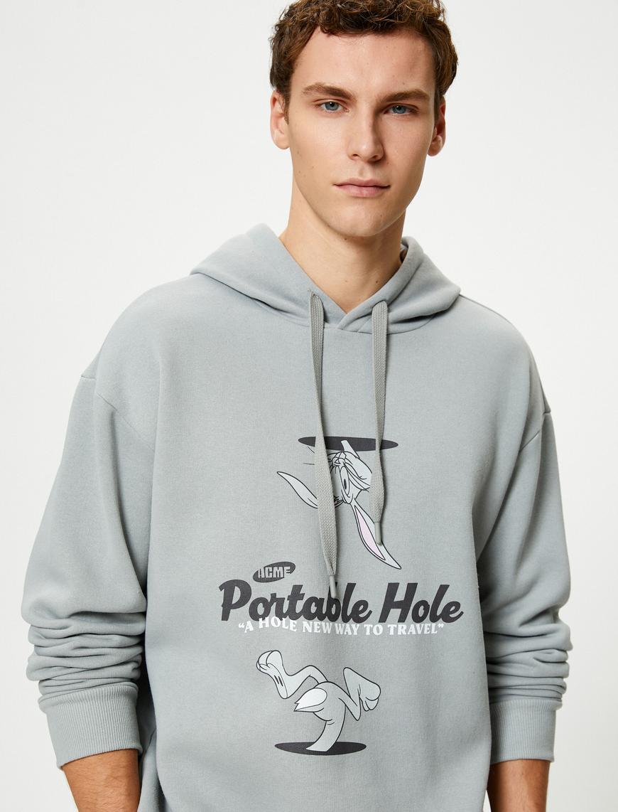   Bugs Bunny Rahat Kesim Hoodie Lisanslı Baskılı