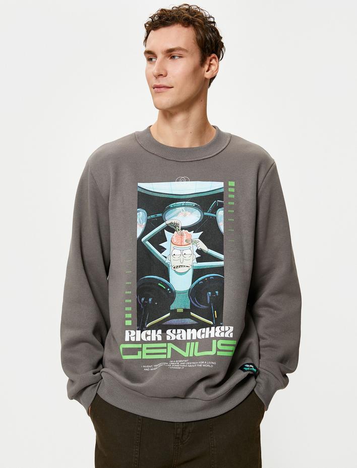  Rick and Morty Sweatshirt Bisiklet Yaka Lisanslı Baskılı