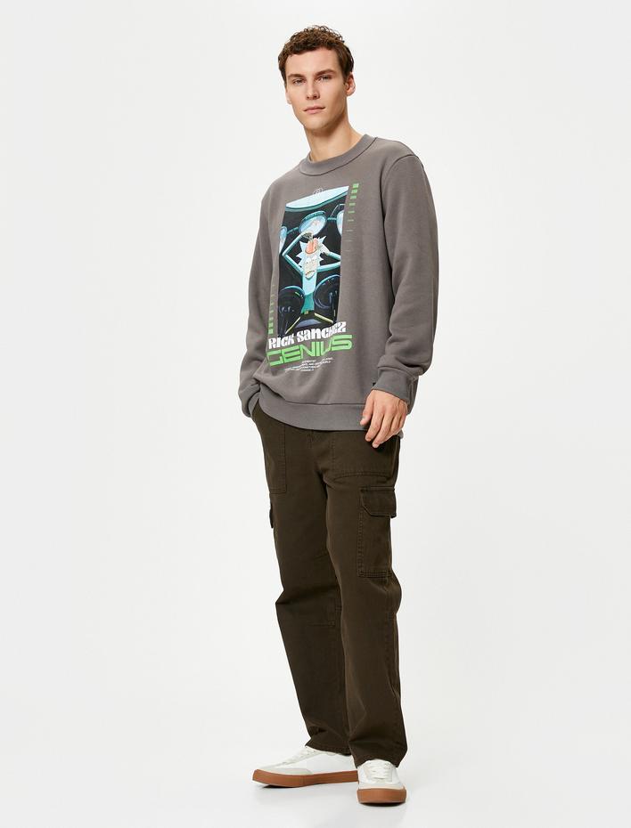  Rick and Morty Sweatshirt Bisiklet Yaka Lisanslı Baskılı Şardonlu