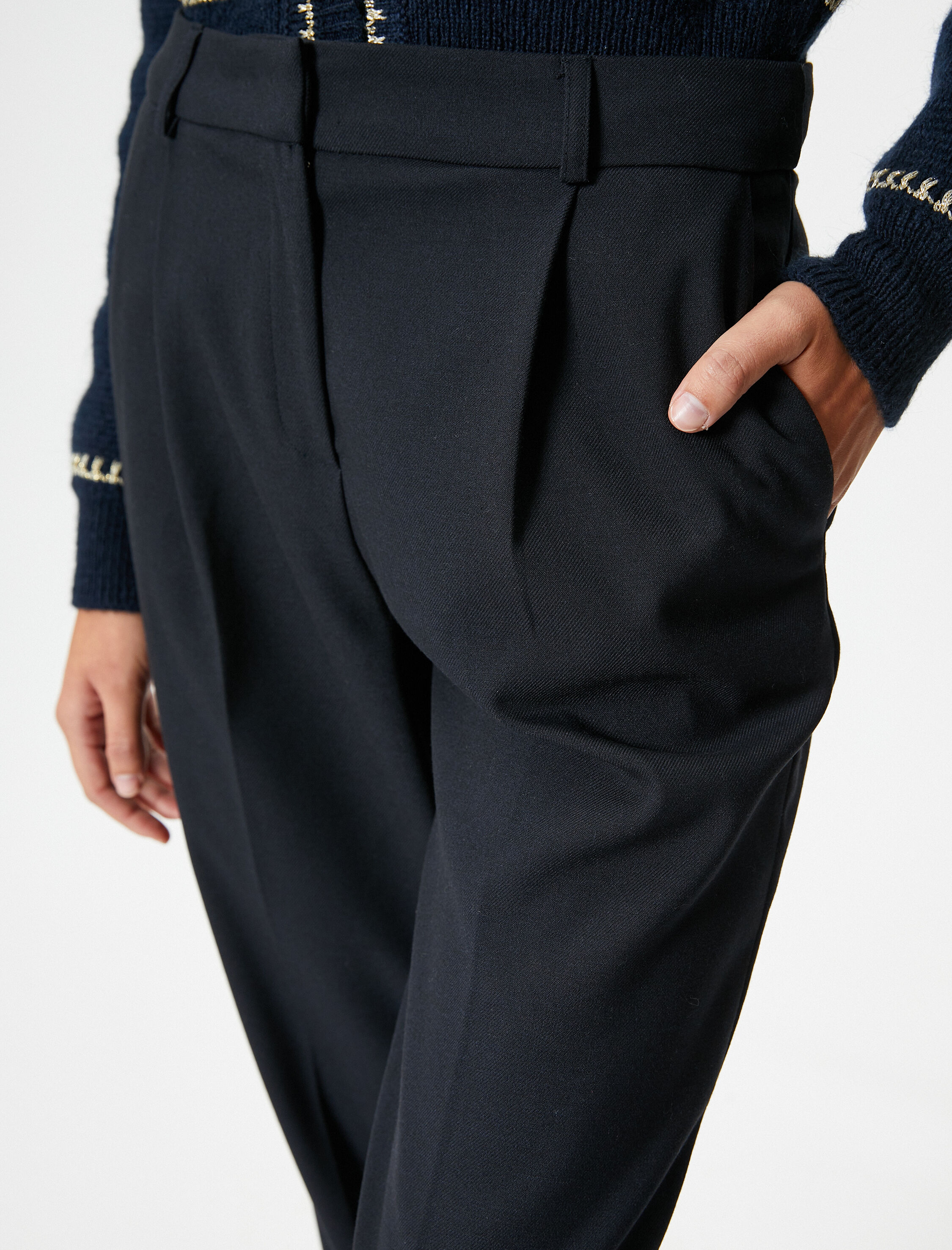   Melis Ağazat X Koton - Pile Detaylı Kumaş Pantolon Cepli