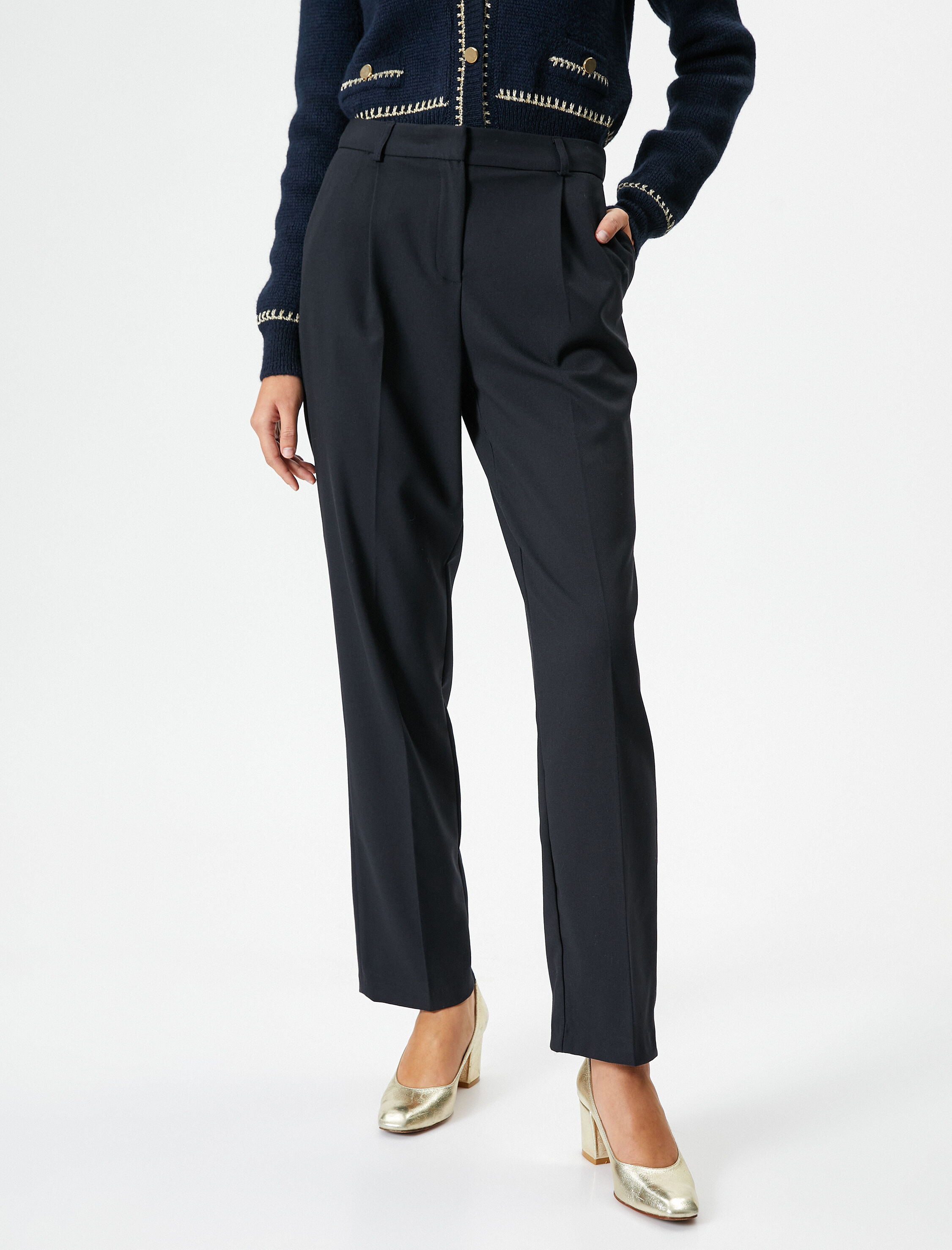   Melis Ağazat X Koton - Pile Detaylı Kumaş Pantolon Cepli