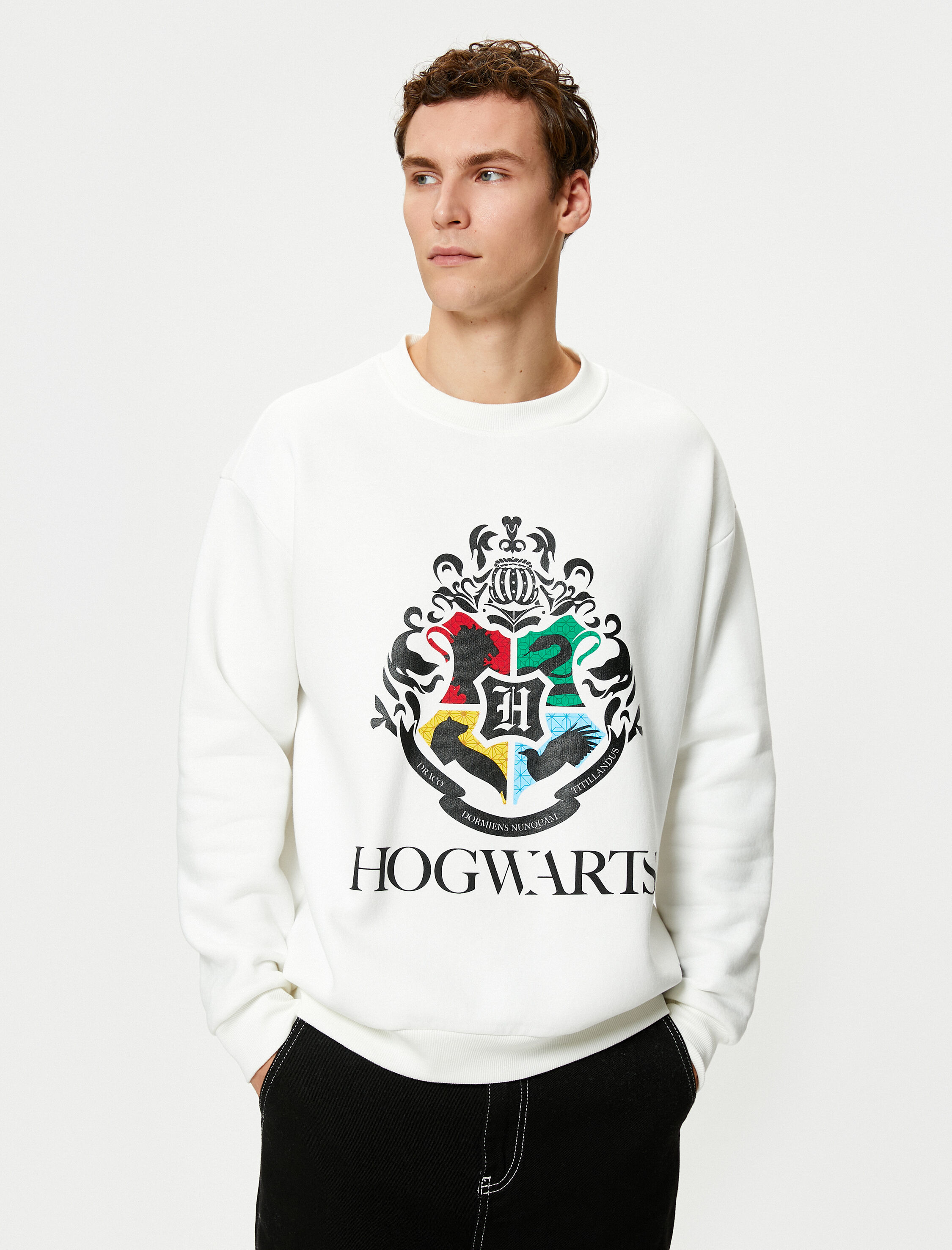 Harry Potter Sweatshirt Bisiklet Yaka Lisanslı Baskılı Şardonlu