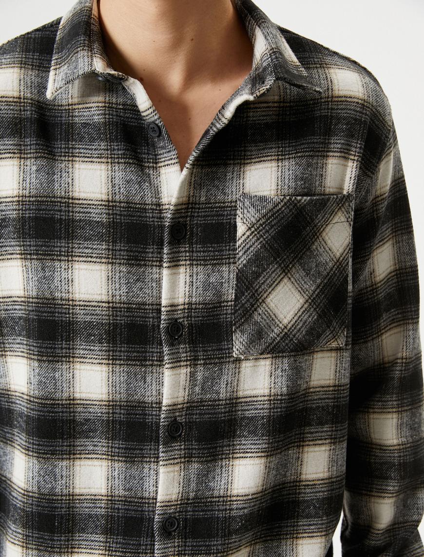   Oduncu Gömleği Cep Detaylı Klasik Yaka Düğmeli Uzun Kollu
