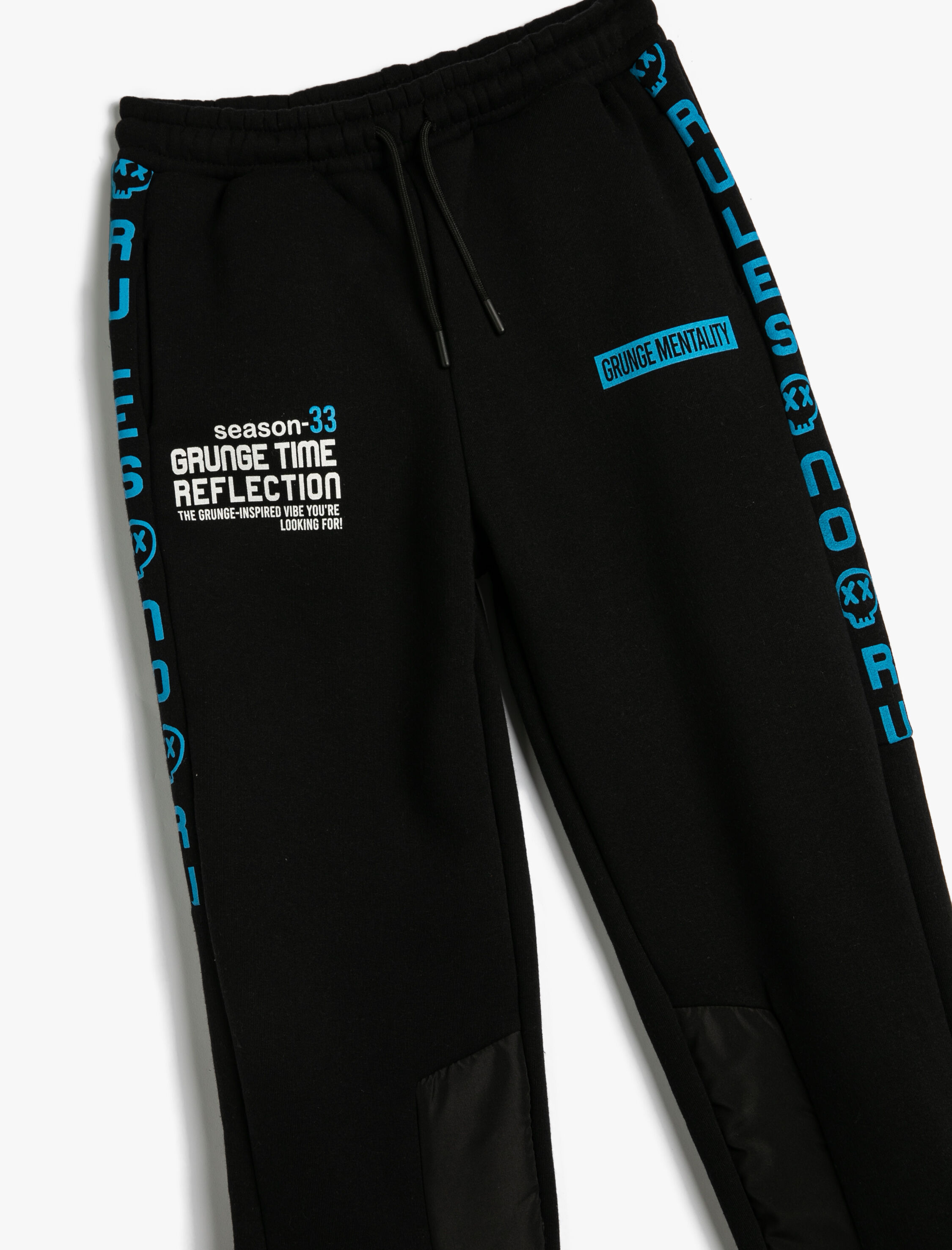  Erkek Çocuk Jogger Eşofman Altı Slogan Baskılı Cepli Beli Bağlamalı Şardonlu