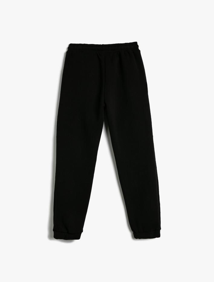 Erkek Çocuk Jogger Eşofman Altı Slogan Baskılı Cepli Beli Bağlamalı Şardonlu