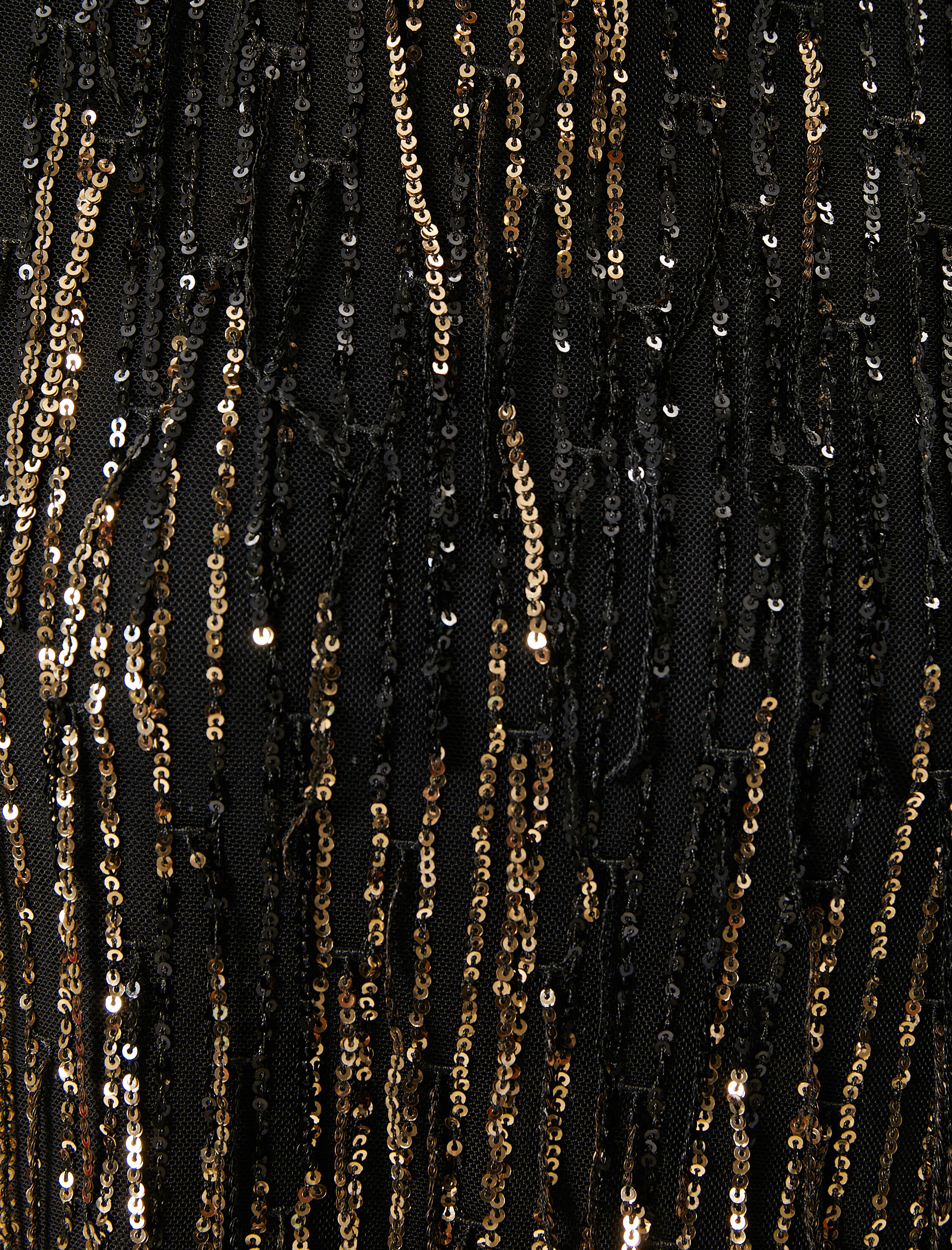   Crop Tül Bluz Pul Payet İşlemeli Uzun Kollu Yuvarlak Yaka