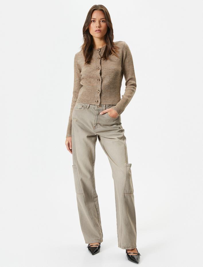  Triko Hırka Düğmeli Bisiklet Yaka