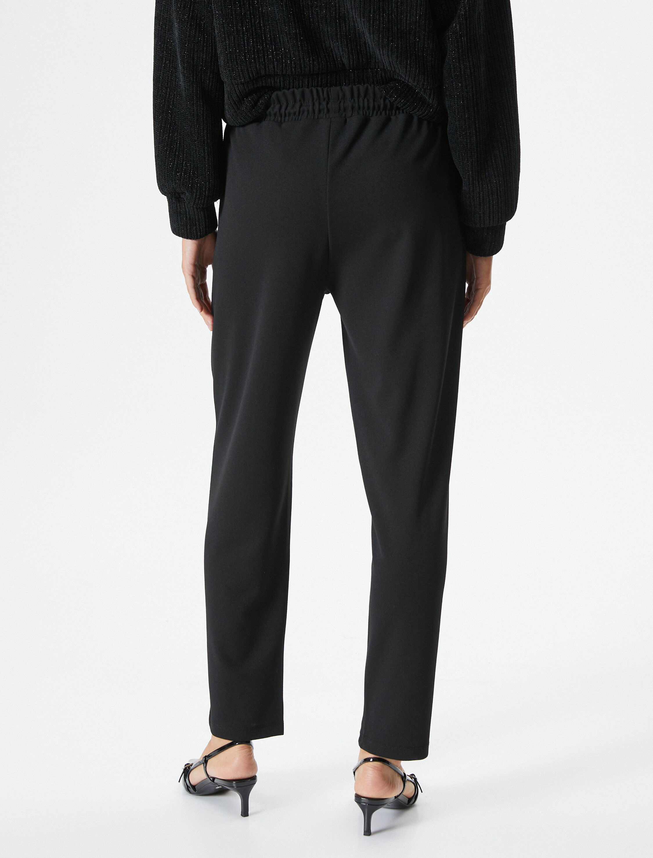   Beli Lastikli Pantolon Cep Detaylı Nervürlü Daralan Paça