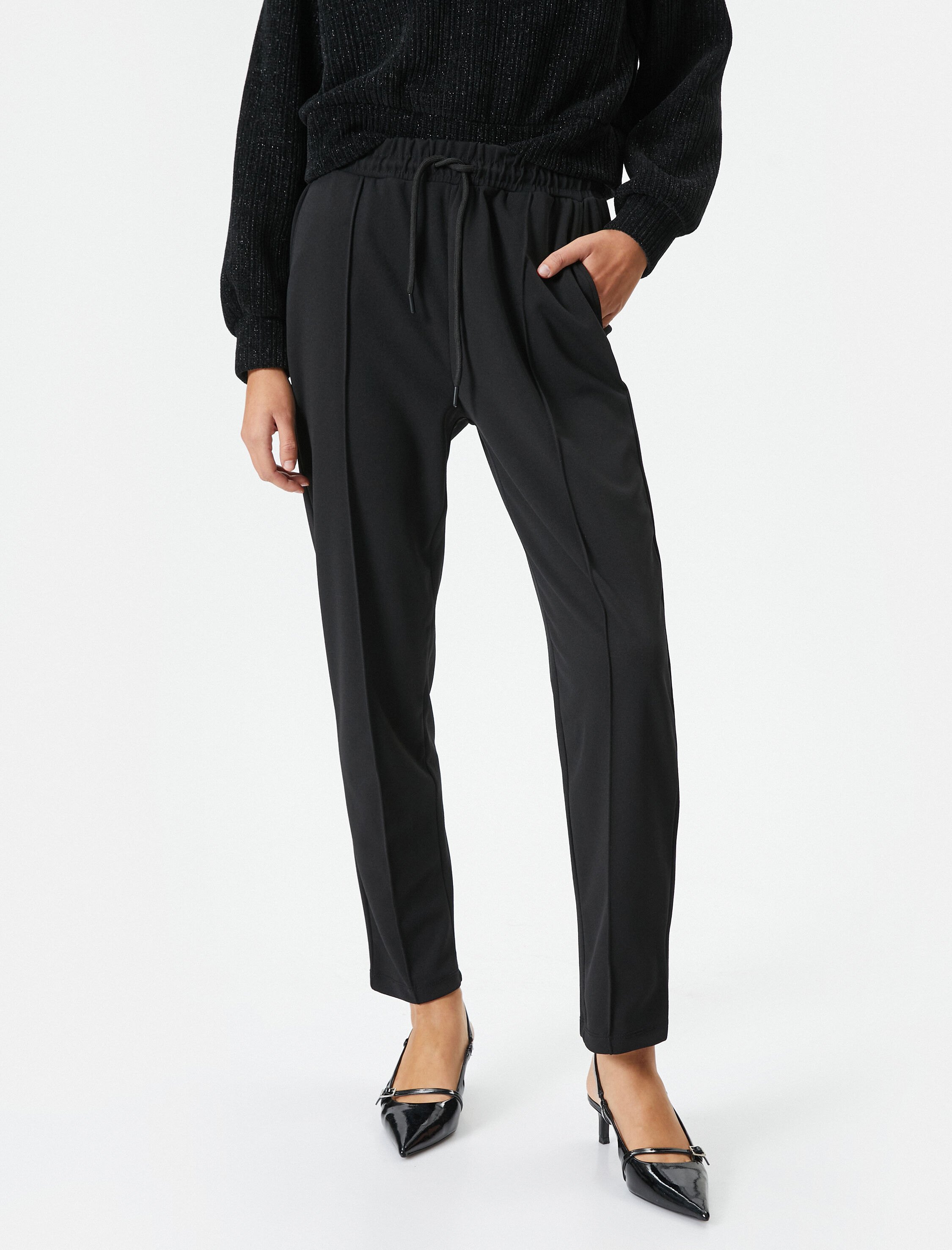   Beli Lastikli Pantolon Cep Detaylı Nervürlü Daralan Paça