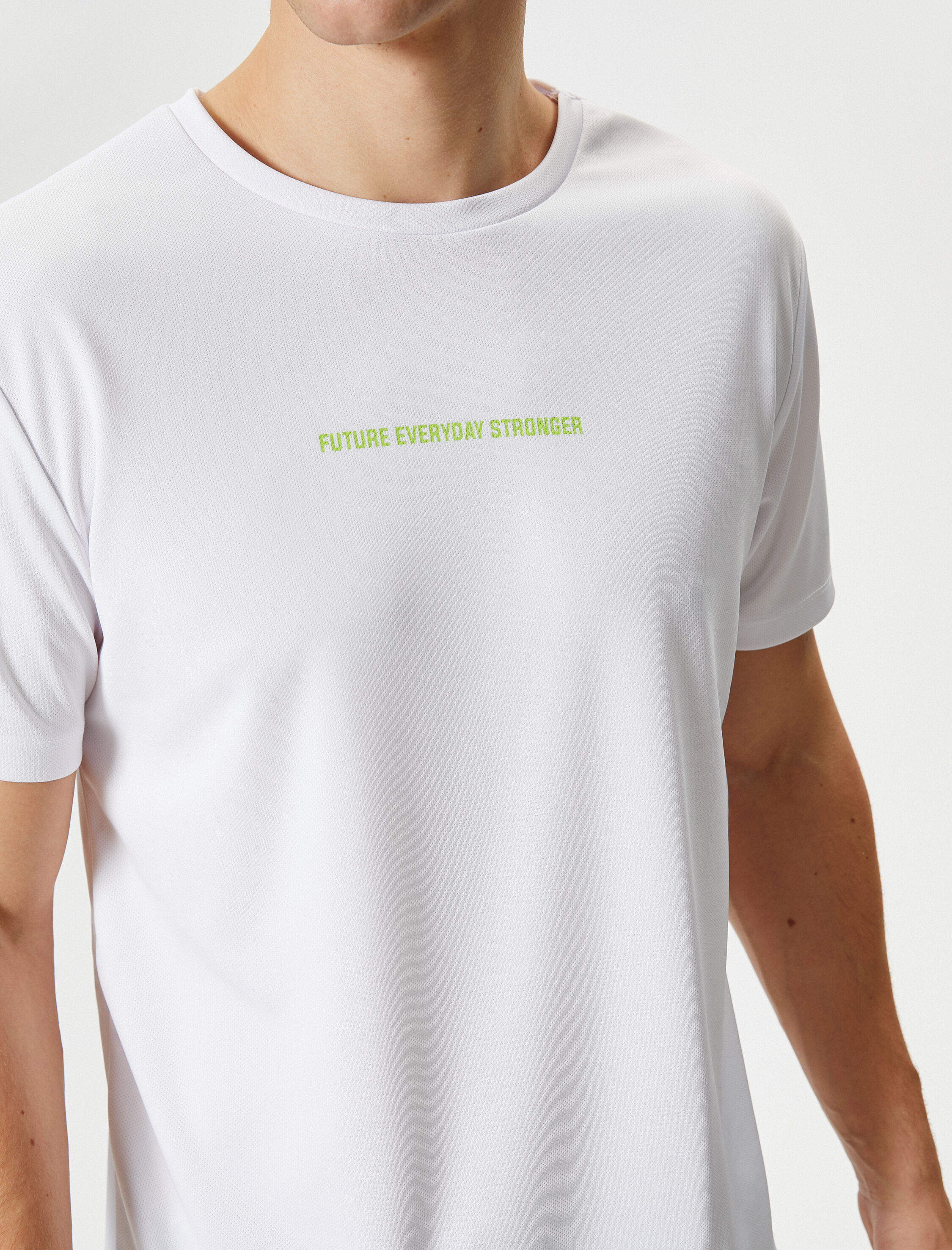   Spor Tişört Slogan Baskılı Bisiklet Yaka Kısa Kollu