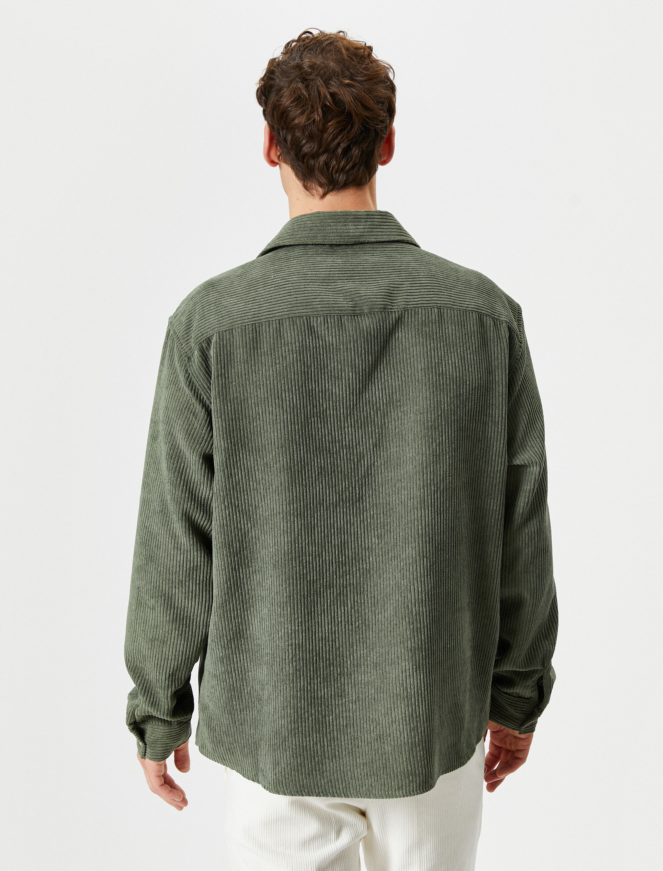   Kadife Gömlek Uzun Kollu Klasik Yaka Düğmeli