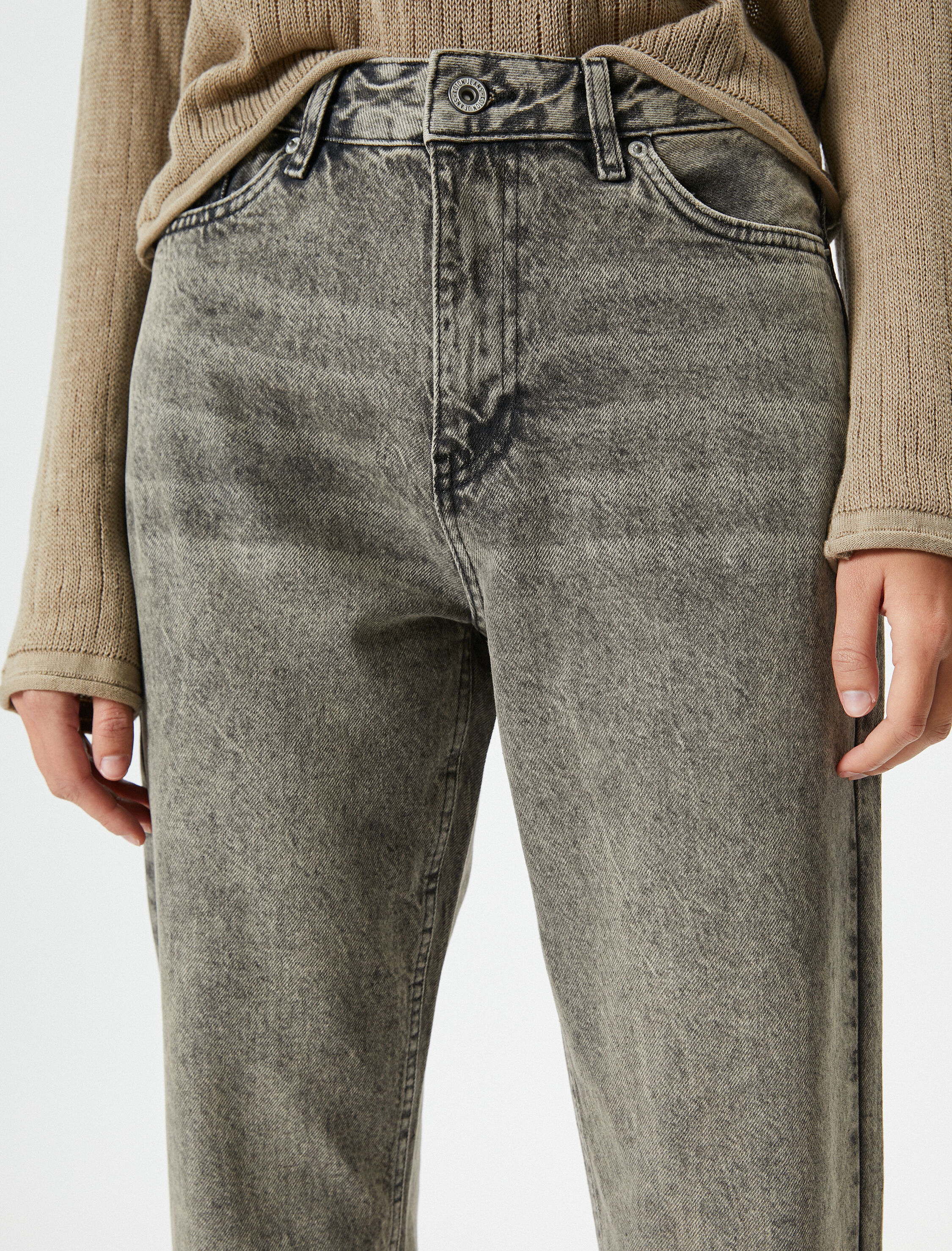   Straight Jean Kot Pantolon Düz Paça Pamuklu Cepli - Eve Jean