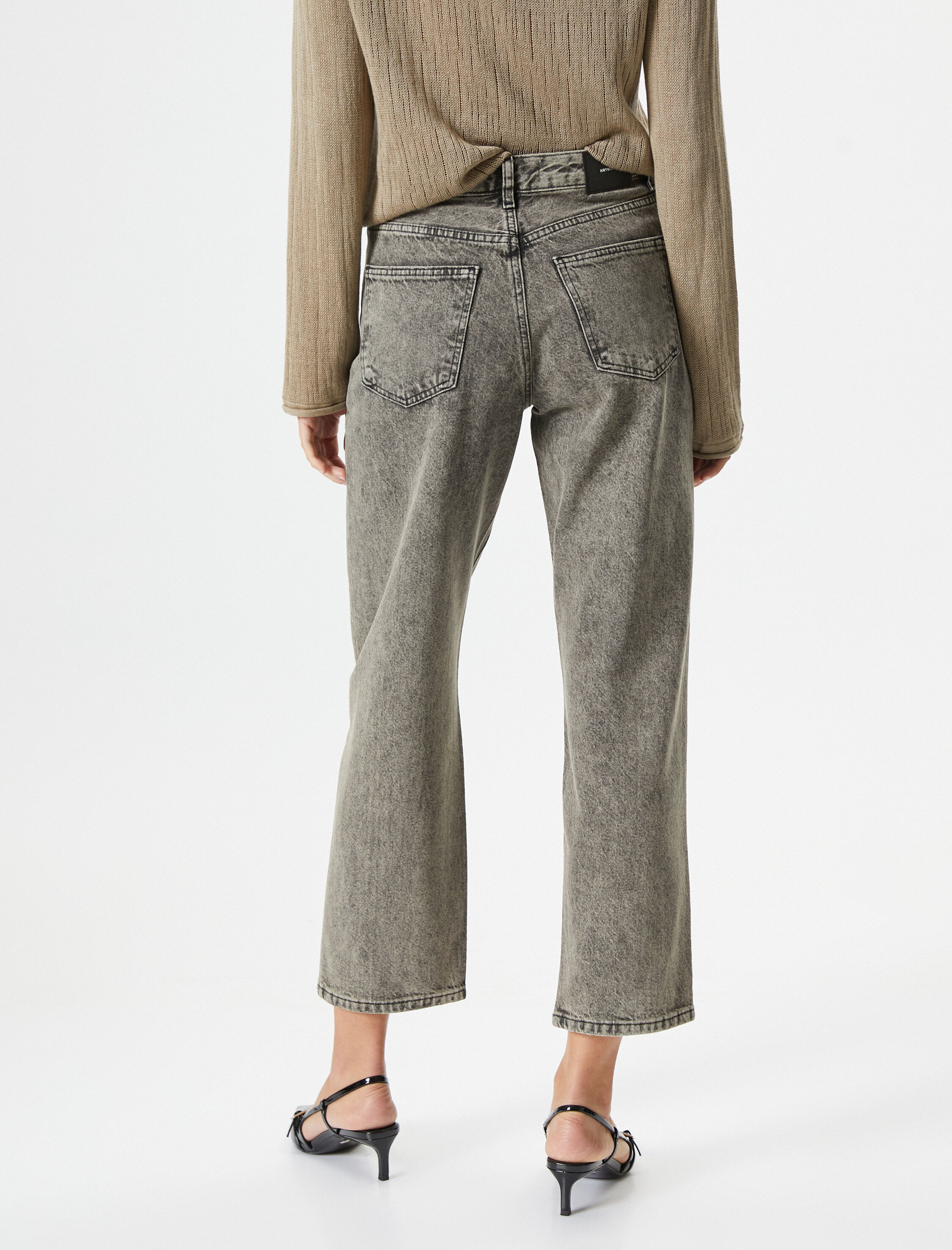   Straight Jean Kot Pantolon Düz Paça Pamuklu Cepli - Eve Jean