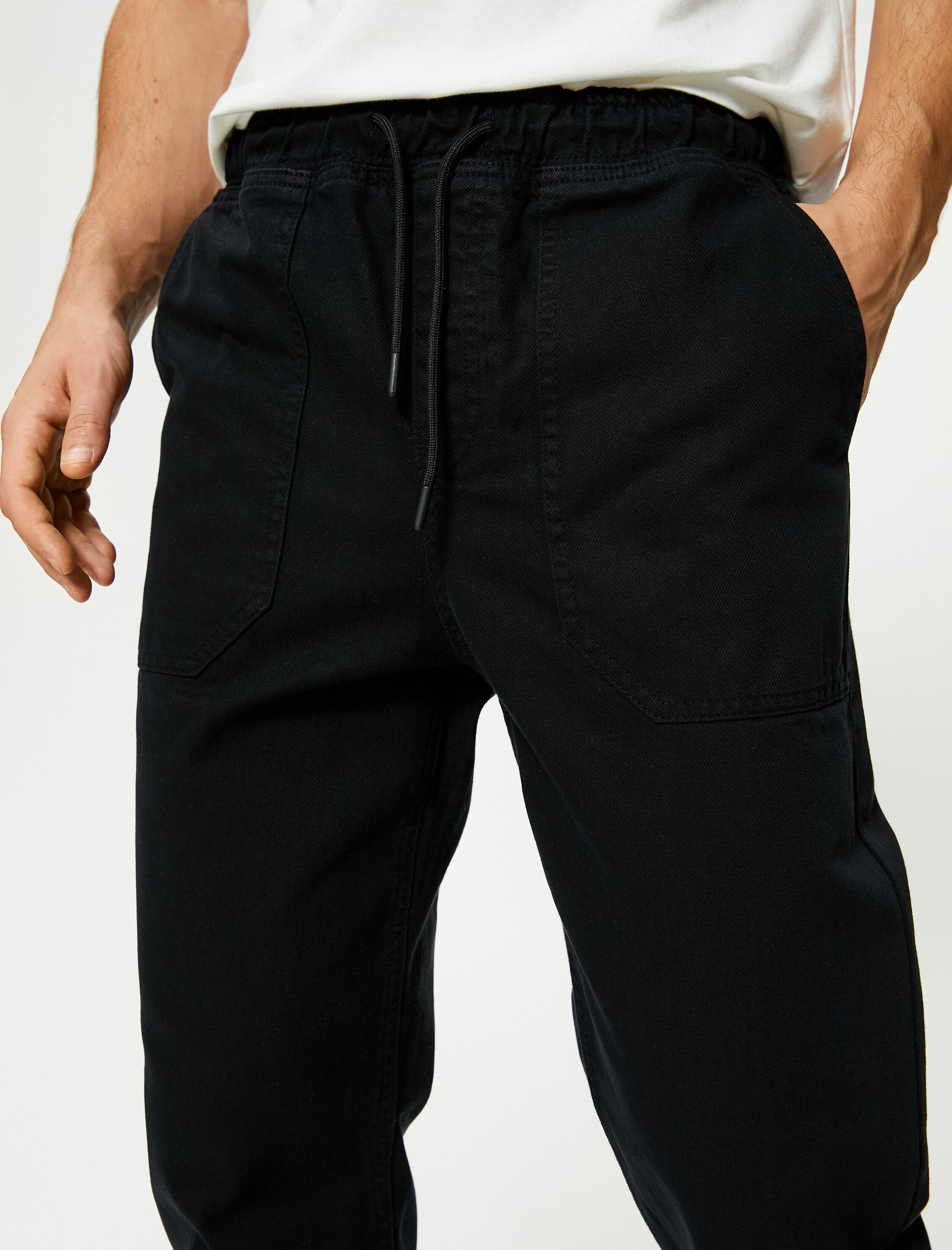   Beli Bağcıklı Pantolon Cep Detaylı Pamuklu