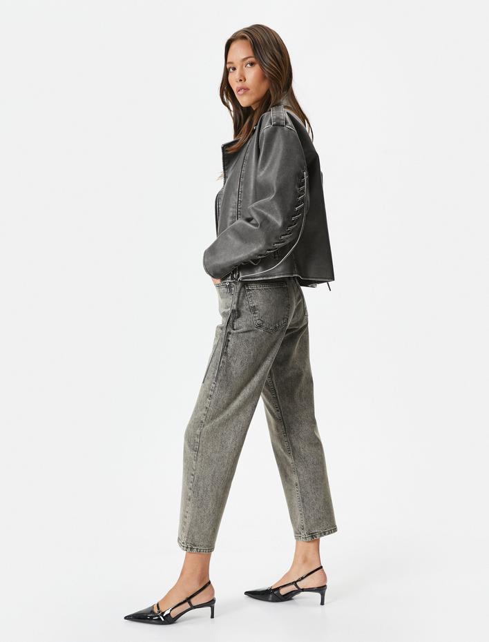  Straight Jean Kot Pantolon Düz Paça Pamuklu Cepli - Eve Jean