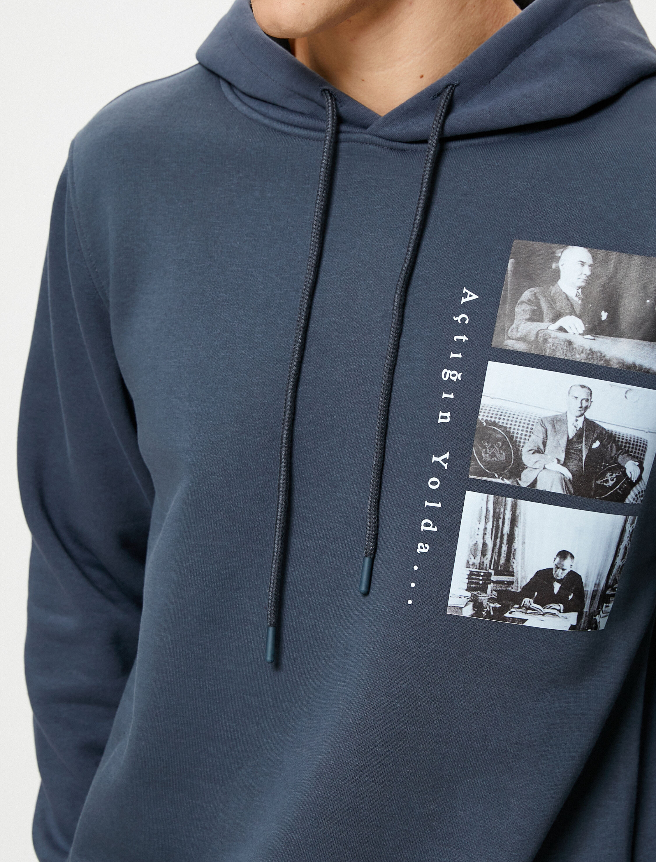   Atatürk Baskılı Sweatshirt Şardonlu Kapşonlu 100.Yıla Özel