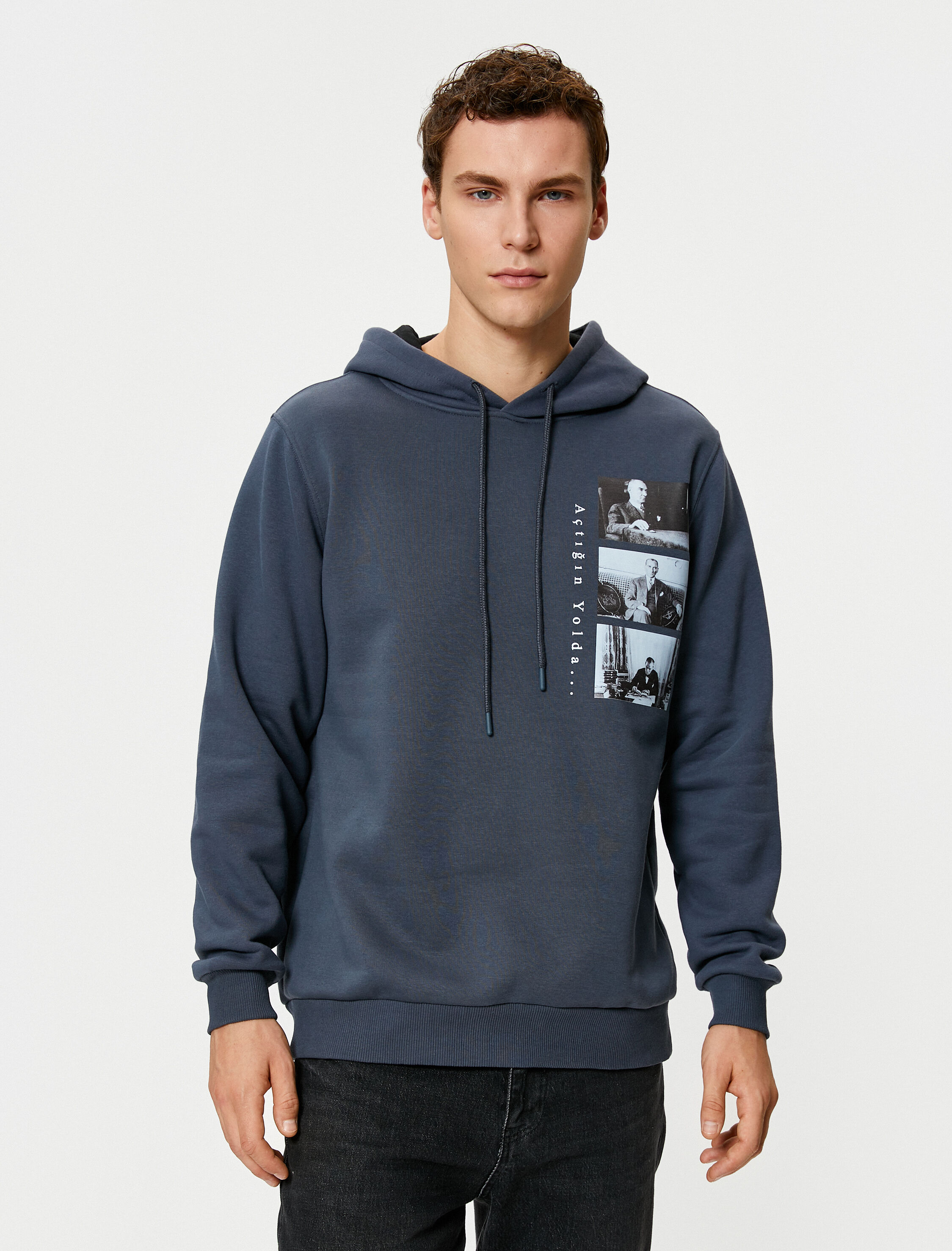   Atatürk Baskılı Sweatshirt Şardonlu Kapşonlu 100.Yıla Özel