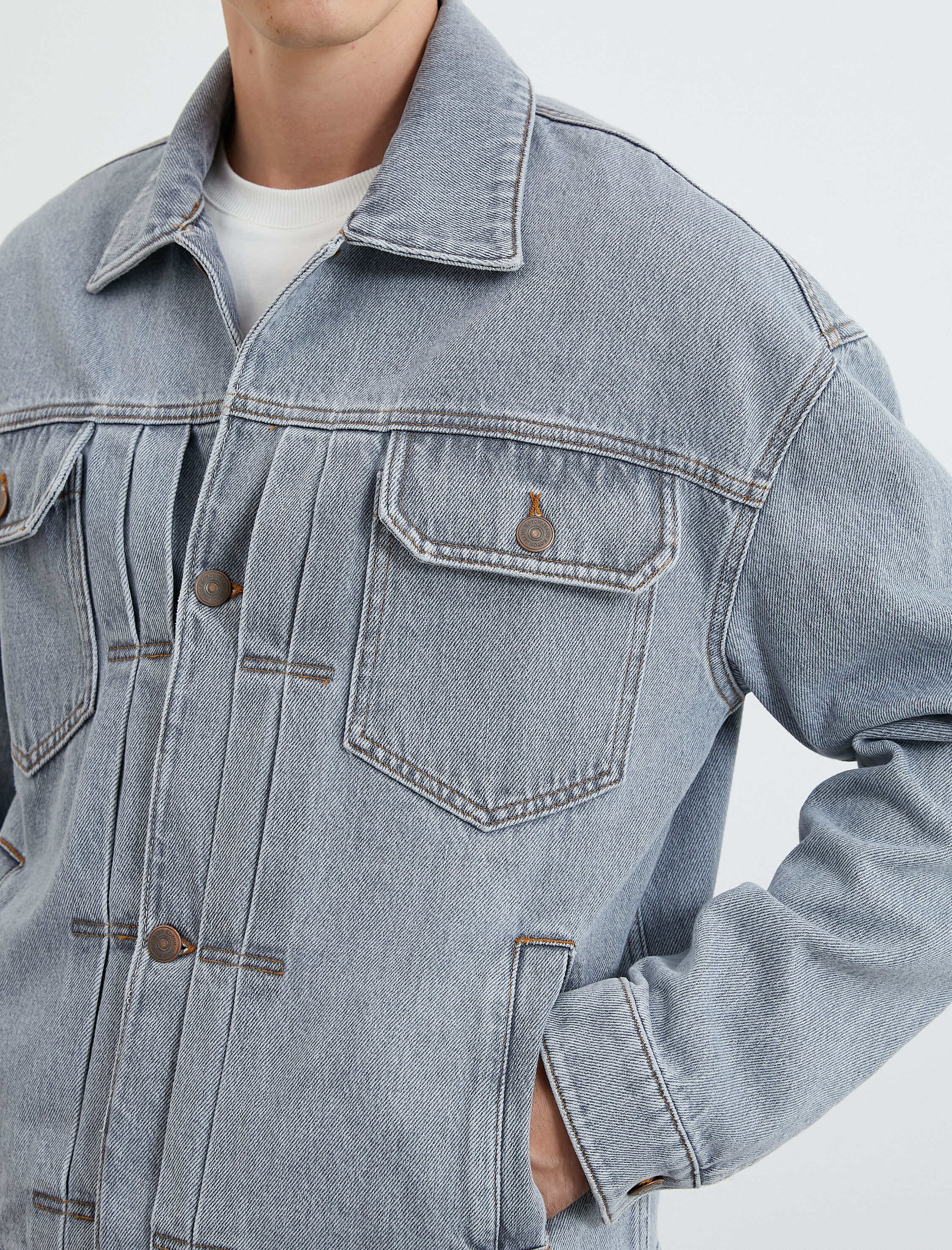   Kot Ceket Düğmeli Cep Detaylı Klasik Yaka