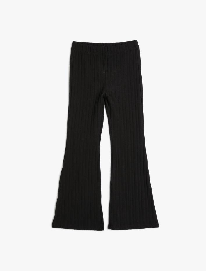 Kız Çocuk İspanyol Paça Pantolon Ribanalı Beli Lastikli