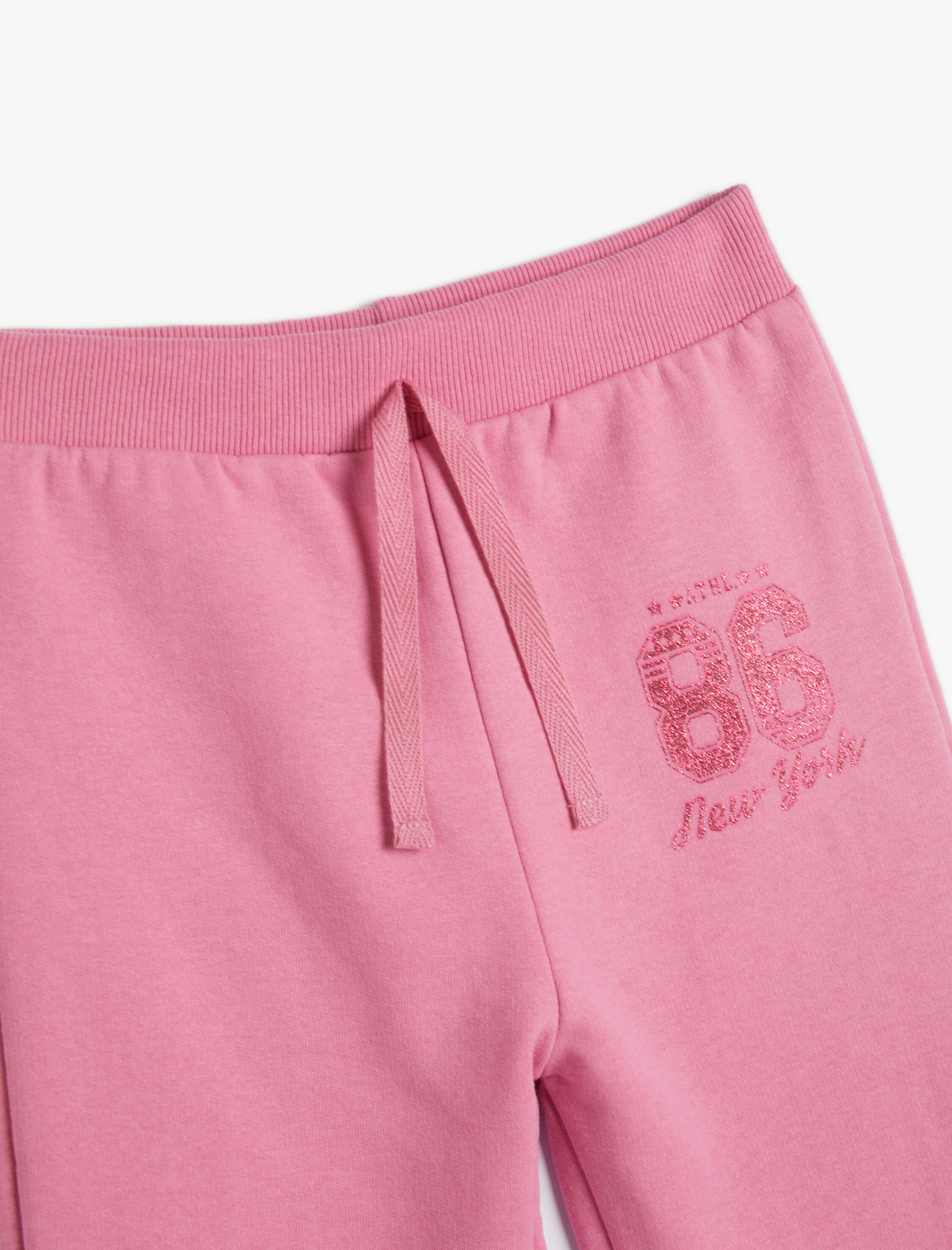  Kız Çocuk Jogger Eşofman Altı Beli Bağlamalı Sim Baskı Detaylı