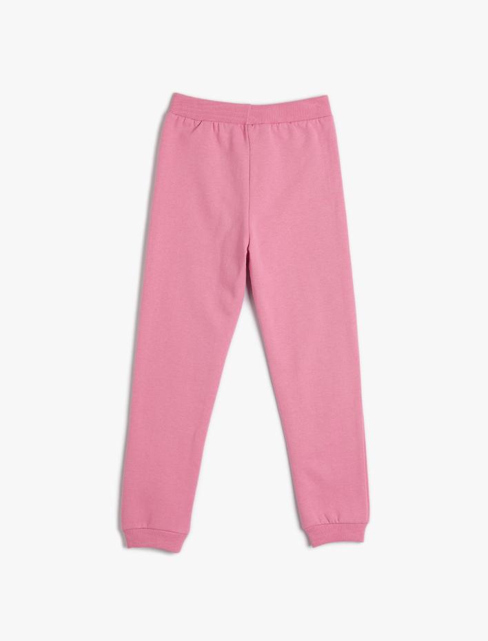 Kız Çocuk Jogger Eşofman Altı Beli Bağlamalı Sim Baskı Detaylı