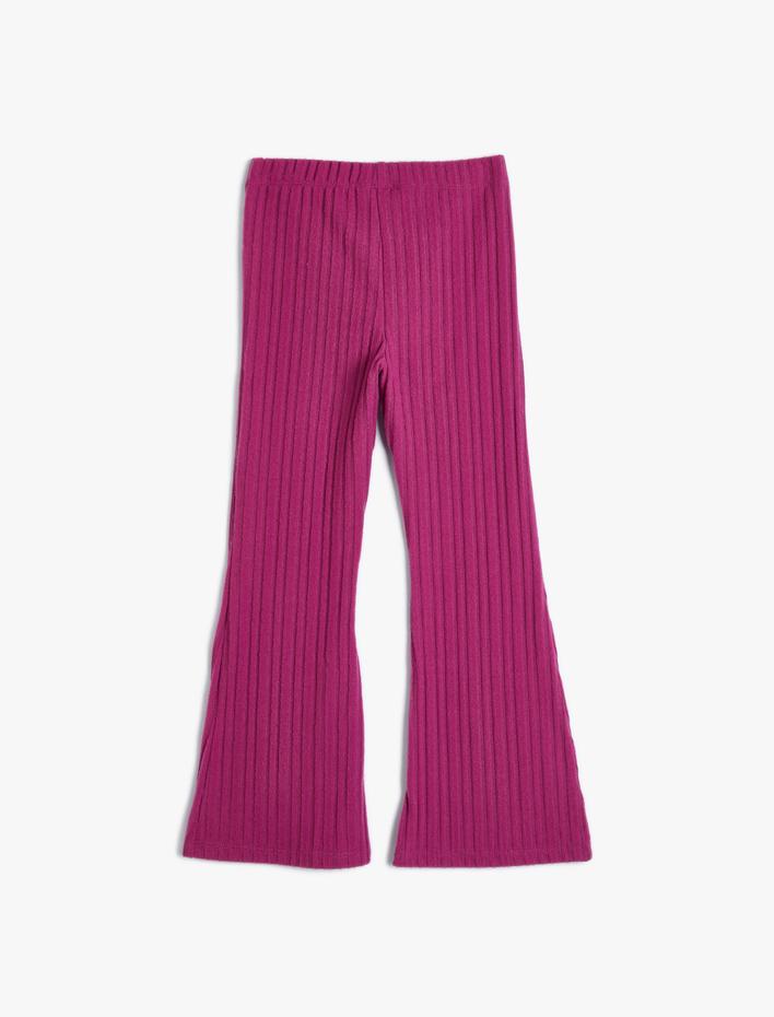 Kız Çocuk İspanyol Paça Pantolon Ribanalı Beli Lastikli