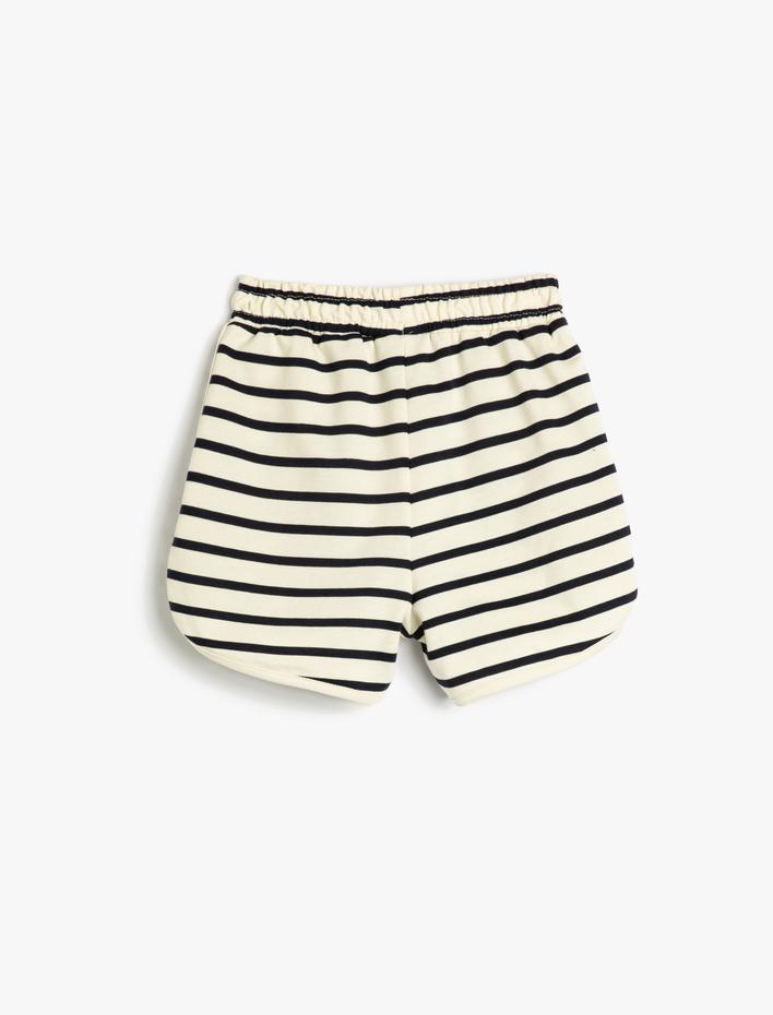 Kız Çocuk Şort Biyeli Beli Bağlamalı Pamuklu