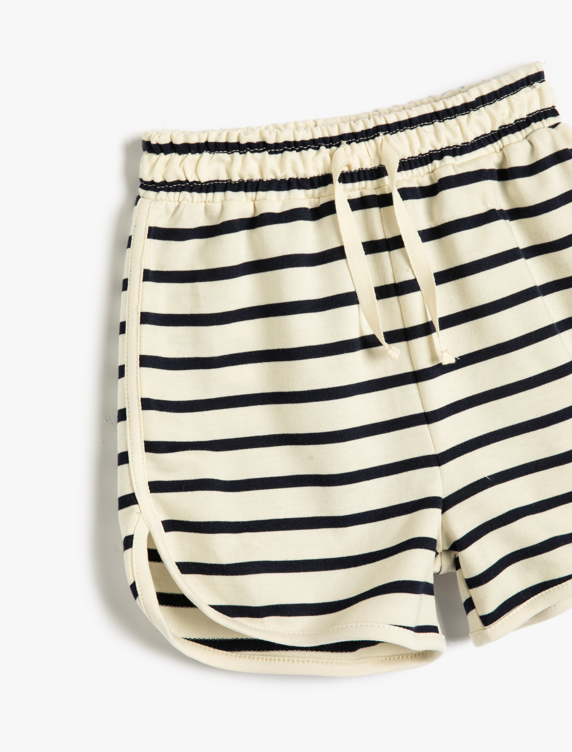  Kız Çocuk Şort Biyeli Beli Bağlamalı Pamuklu