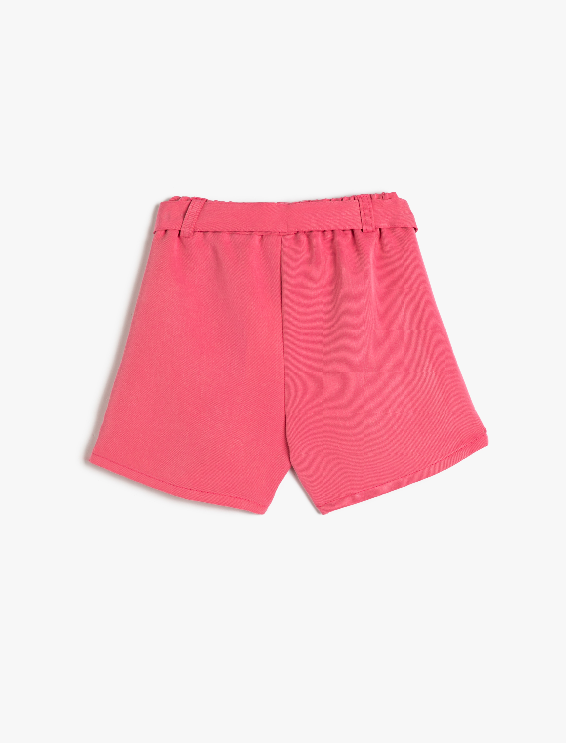  Kız Çocuk Şort Kemer Detaylı Cepli Beli Lastikli Modal Kumaş