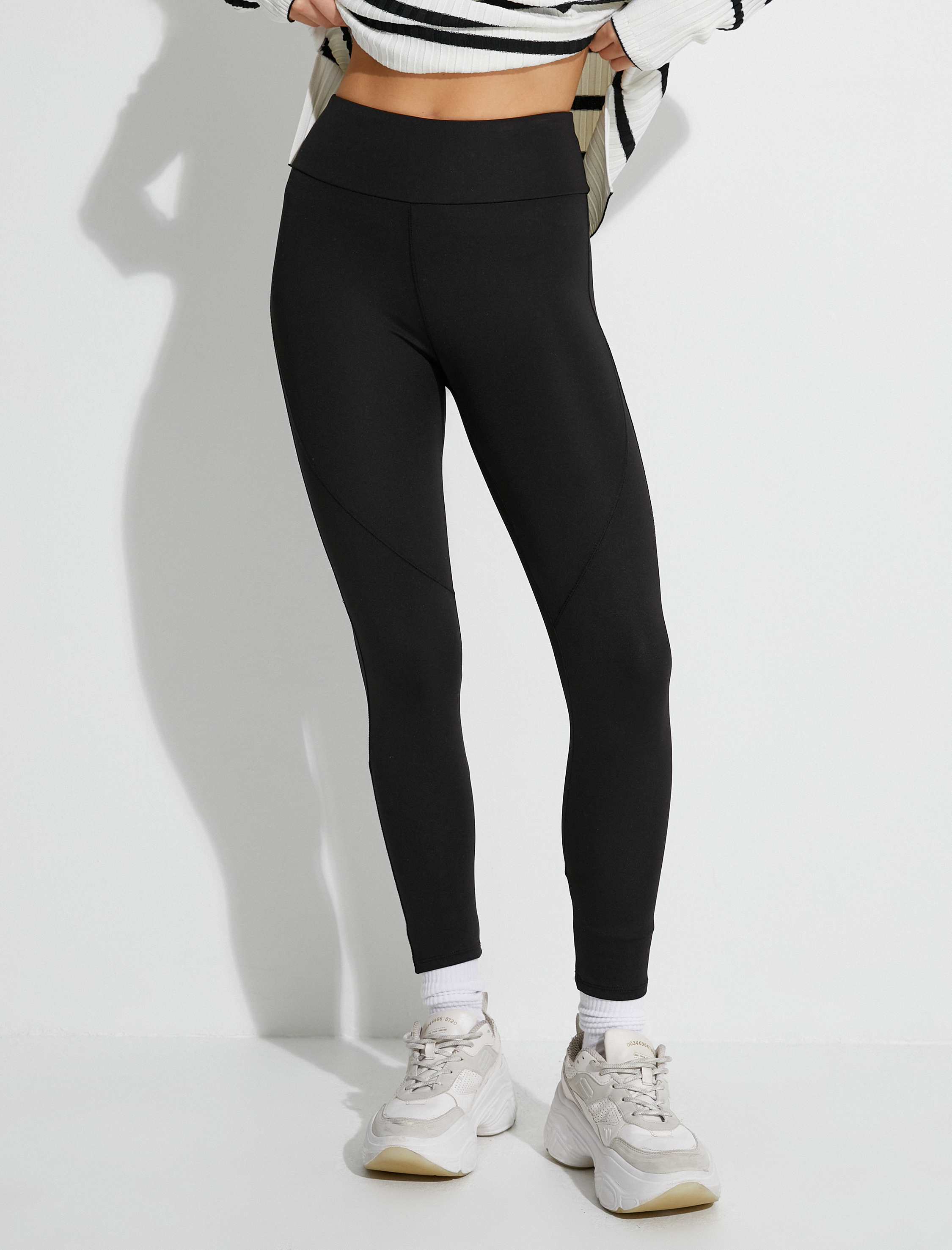   Dikiş Detaylı Spor Tayt Normal Bel