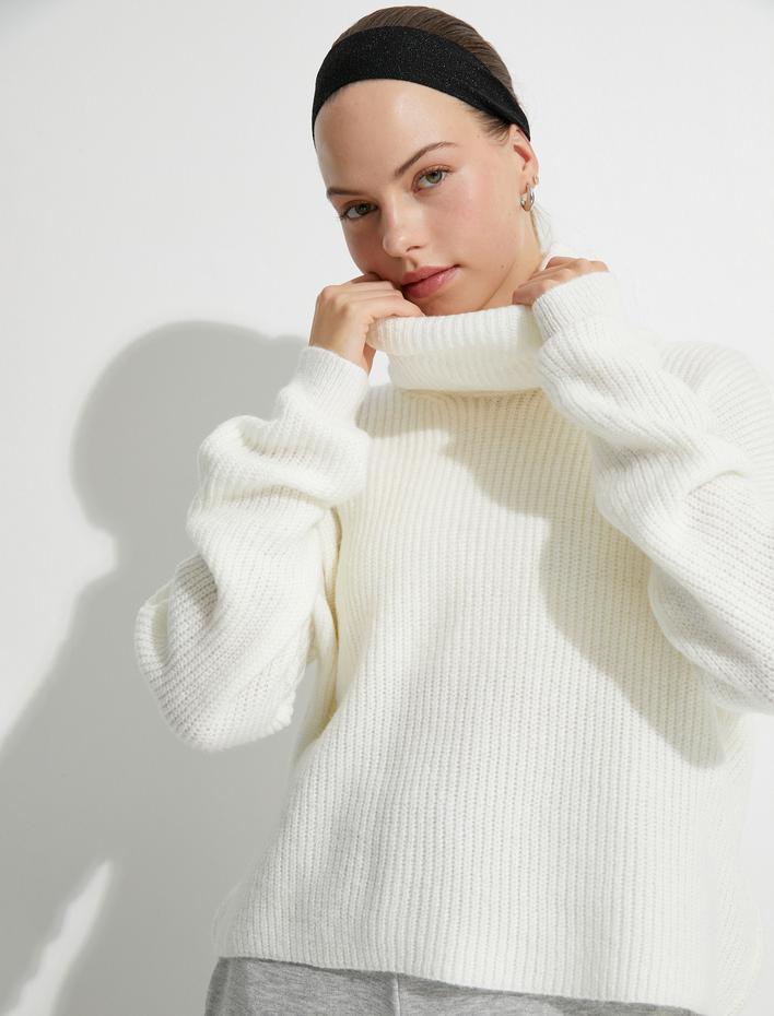  Boğazlı Örgü Kazak Yumuşak Dokulu Uzun Kollu