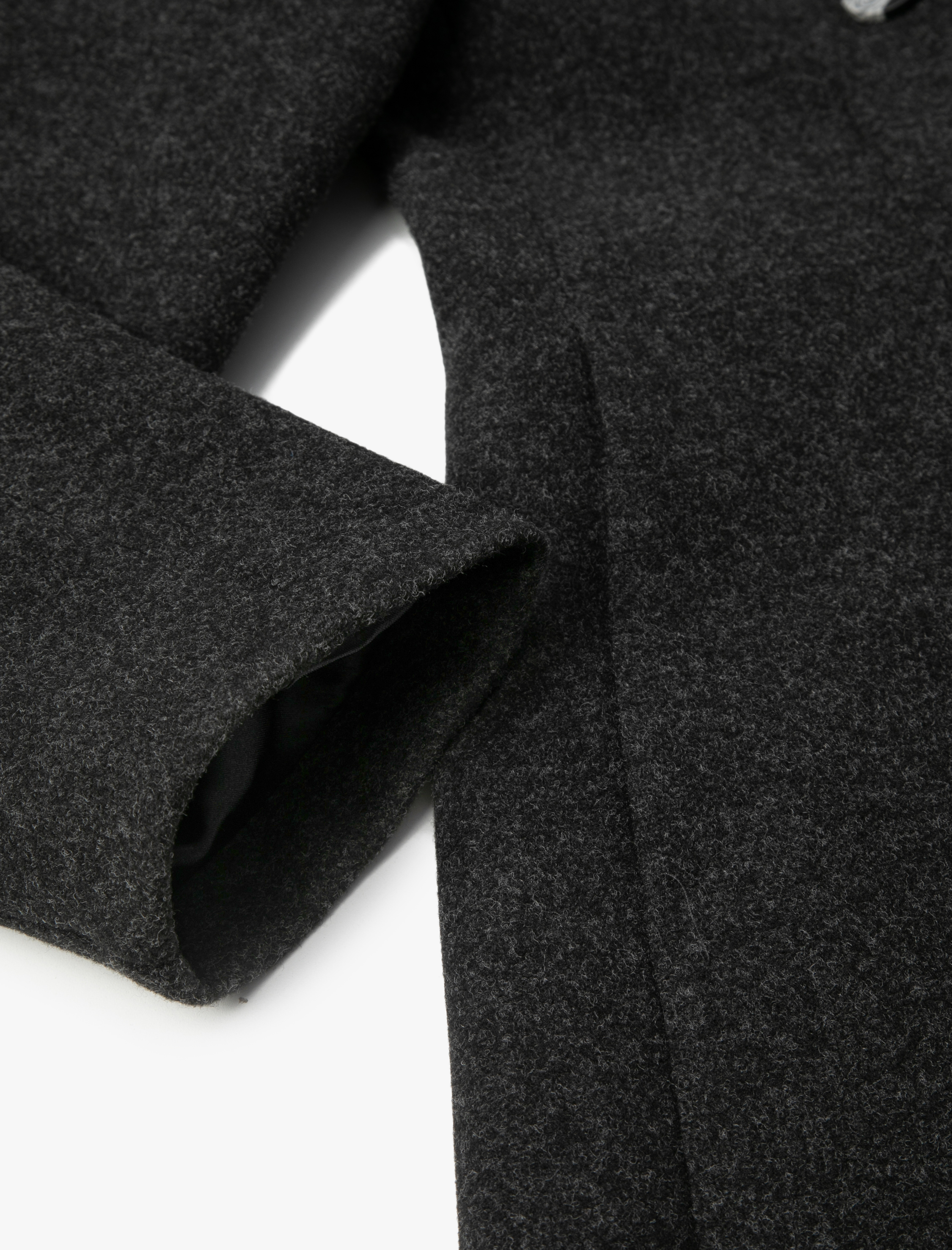   Uzun Kaşe Kaban Kruvaze Kapama Düğmeli Cep Detaylı Kuşaklı